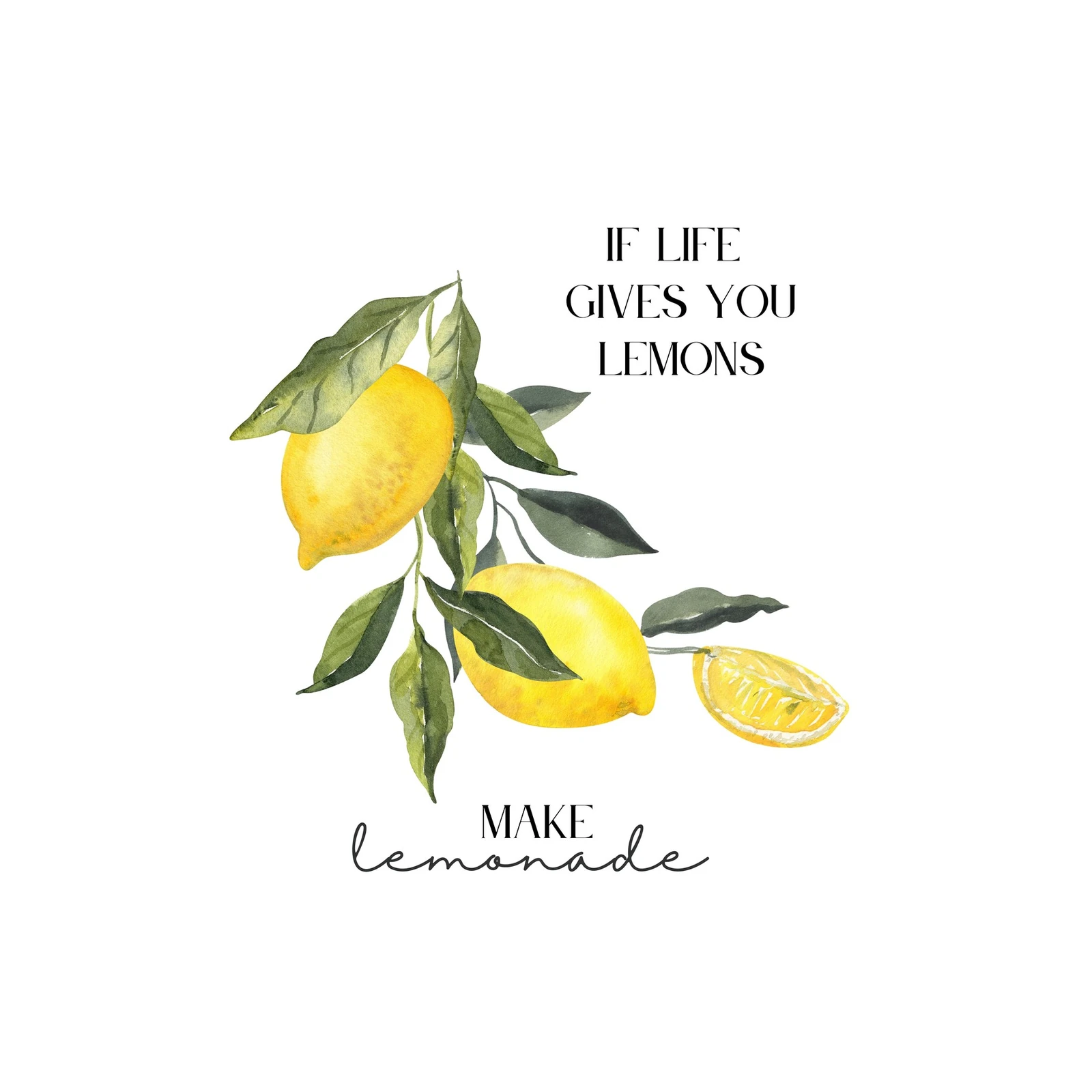 Inspirational Lemon Quote Watercolor Wall Art