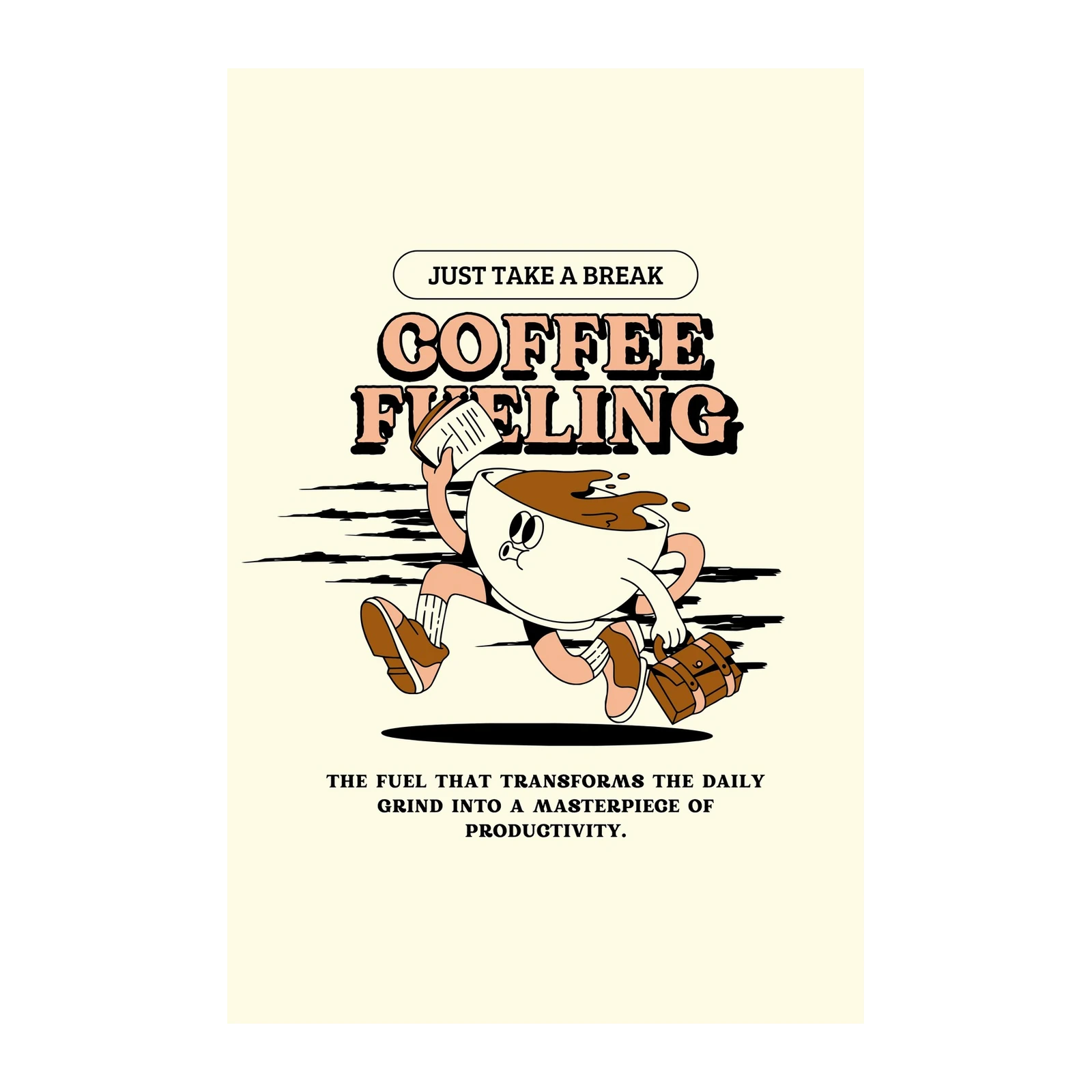 Retro Coffee Fueling Funny Mug Wall Art
