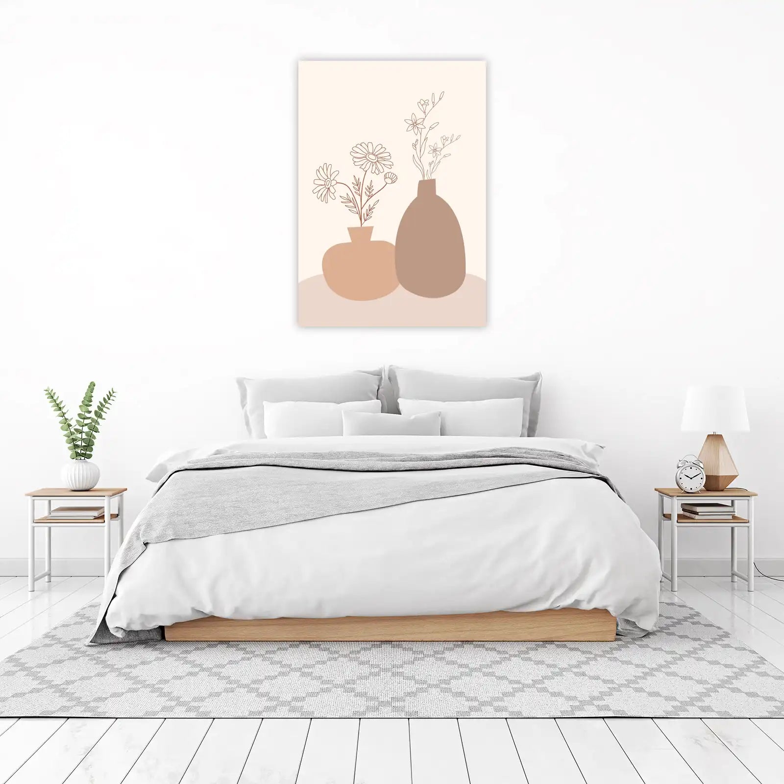 Boho Vases Floral Line Art Wall Art