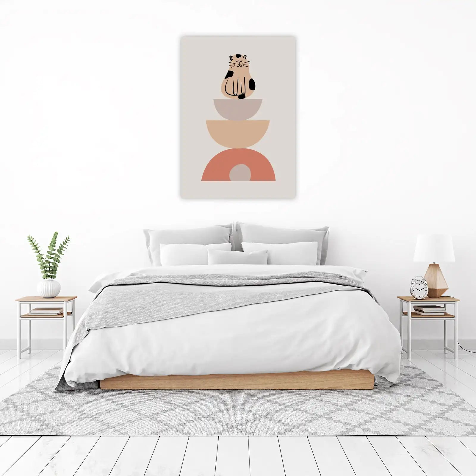 Zen Cat Balance Boho Abstract Wall Art