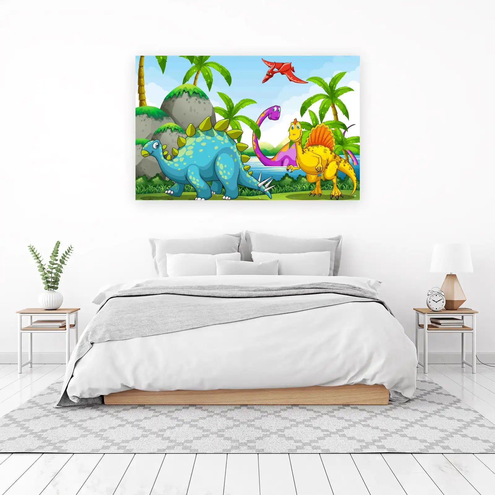 Vibrant Dinosaur Jungle Adventure Wall Art