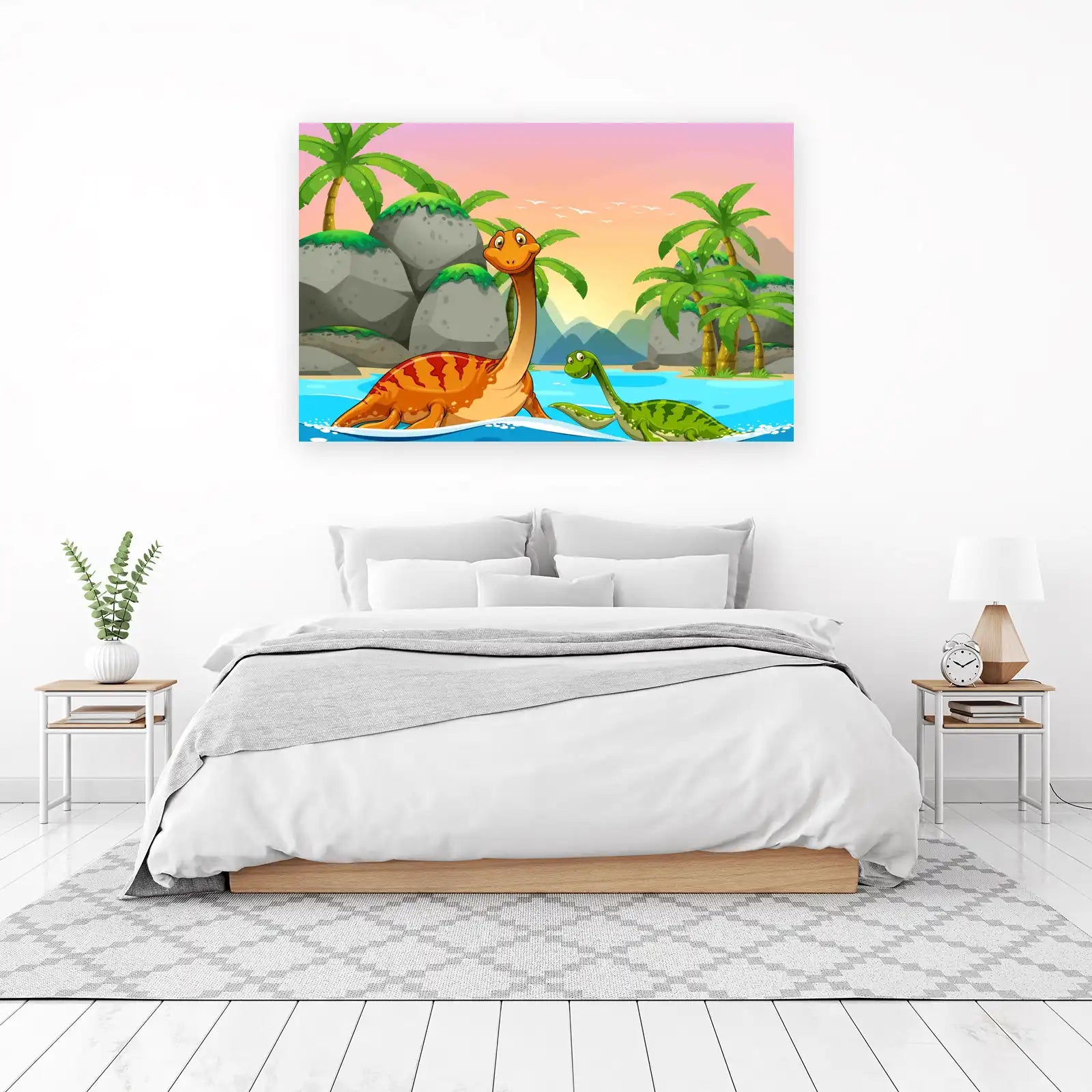 Friendly Dino Duo Tropical Escape Wall Art
