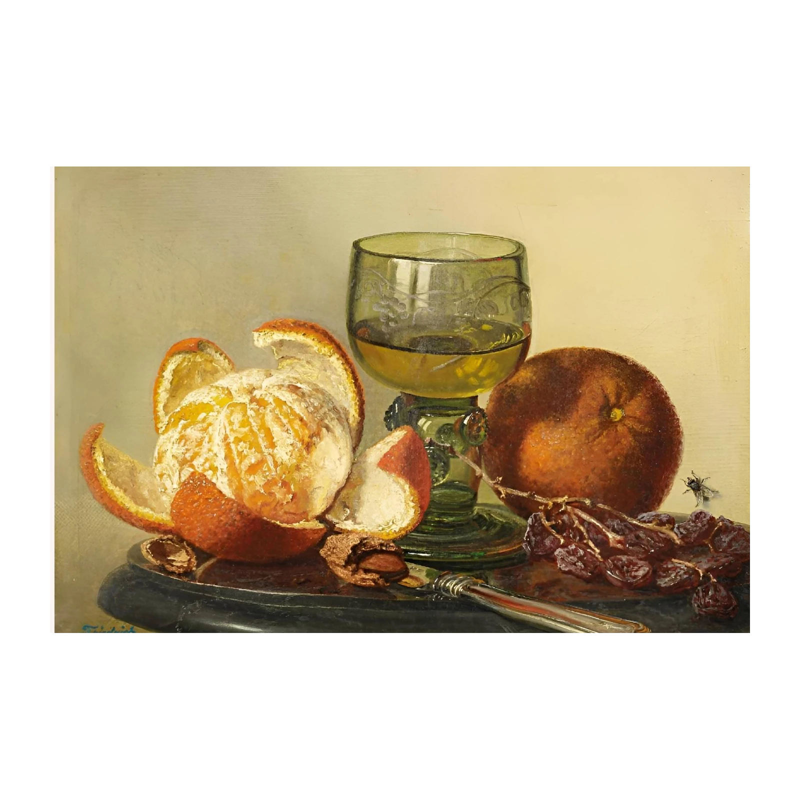 Classic Still Life Oranges & Wine Wall Art