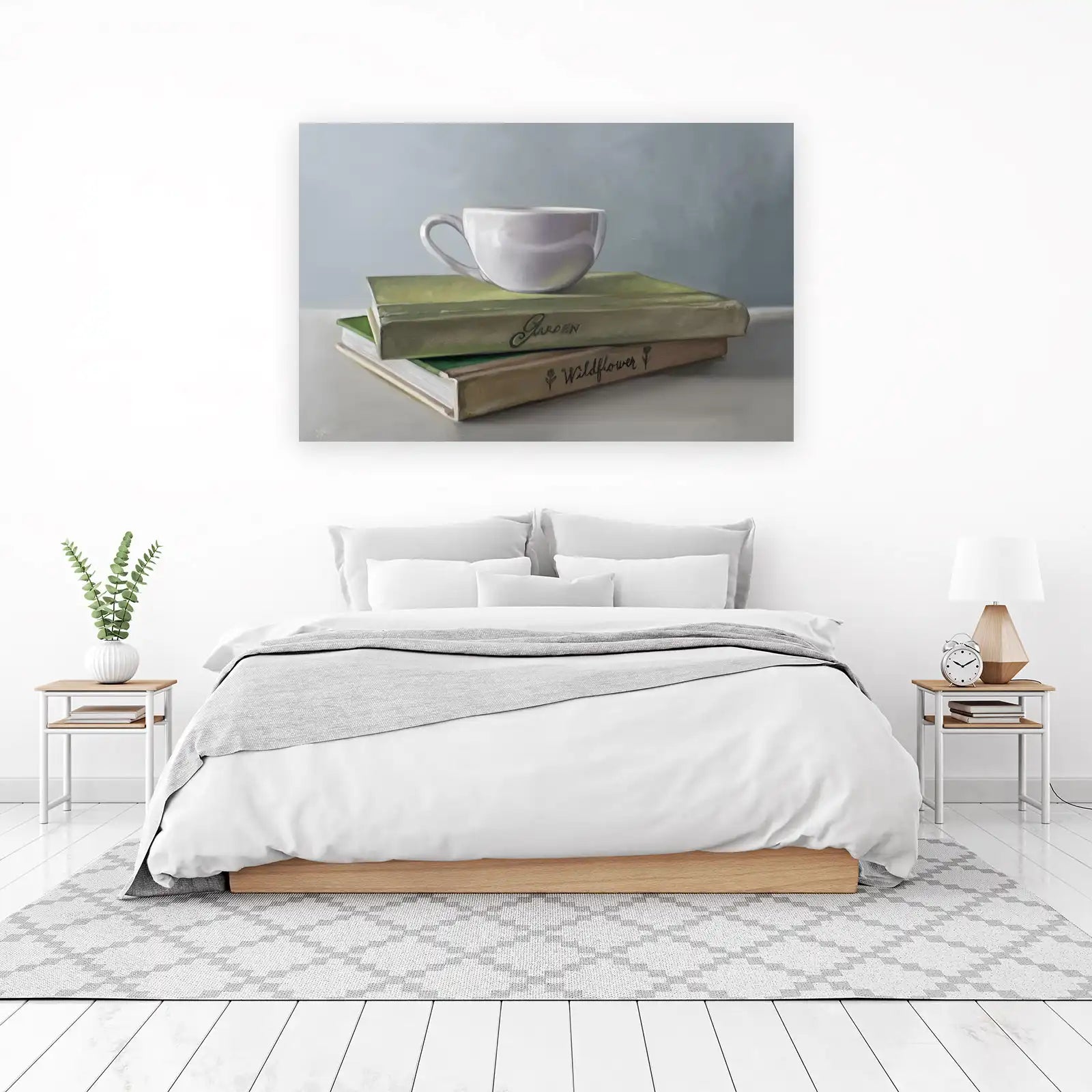 Serene Morning Coffee & Garden Books Wall Art