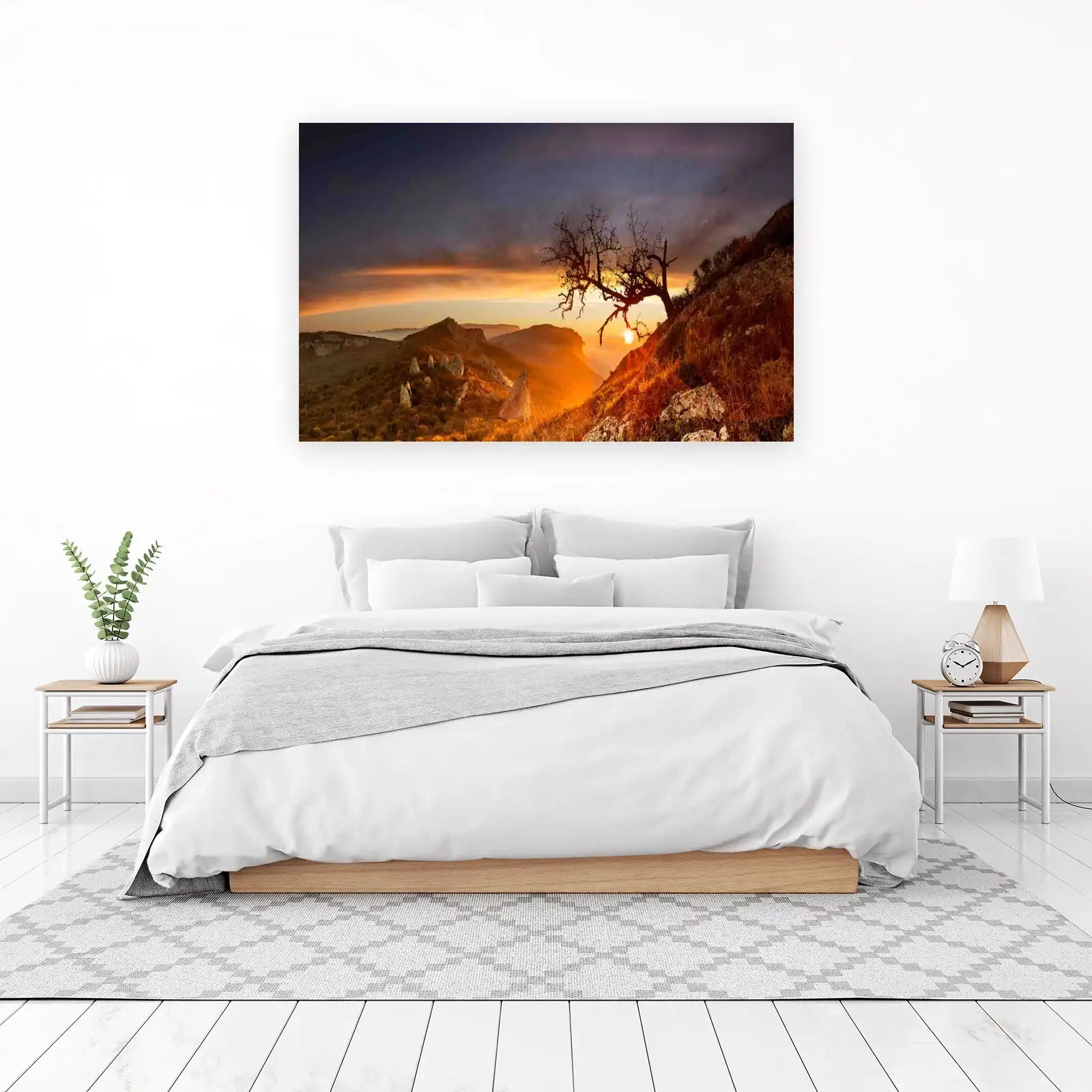 Dramatic Mountain Sunrise Tree Wall Art
