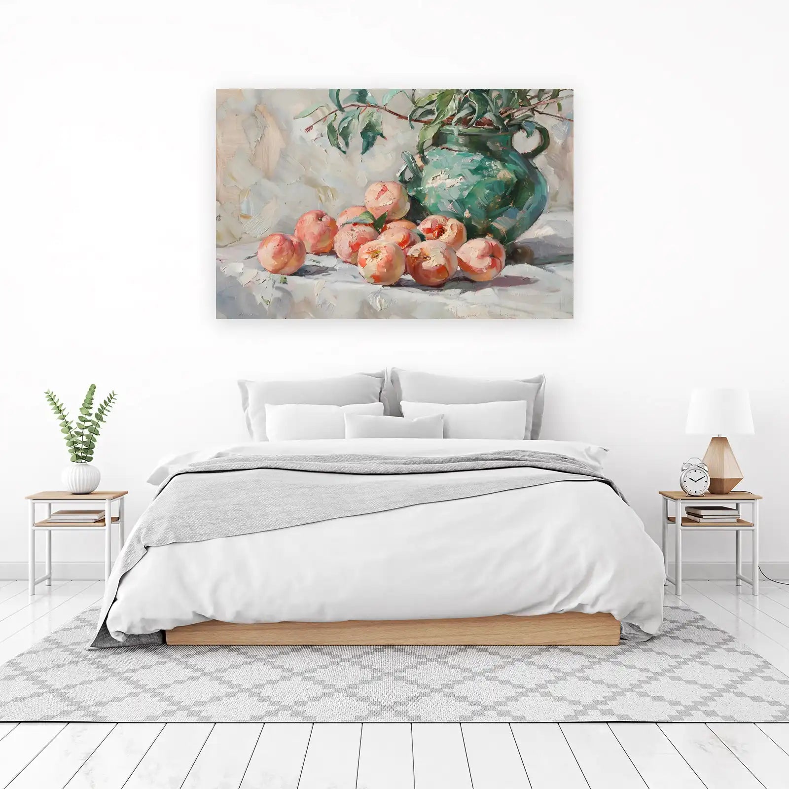 Vibrant Peaches Still Life Oil Painting Wall Art