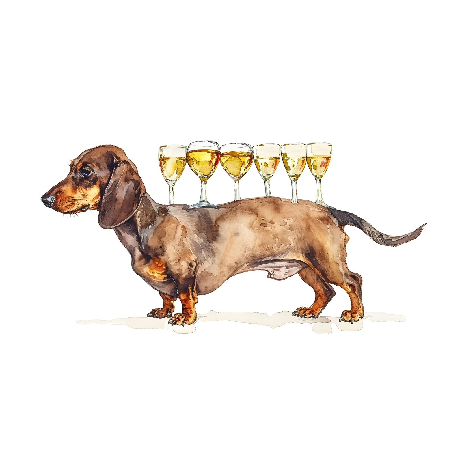 Playful Dachshund with Champagne Glasses Wall Art