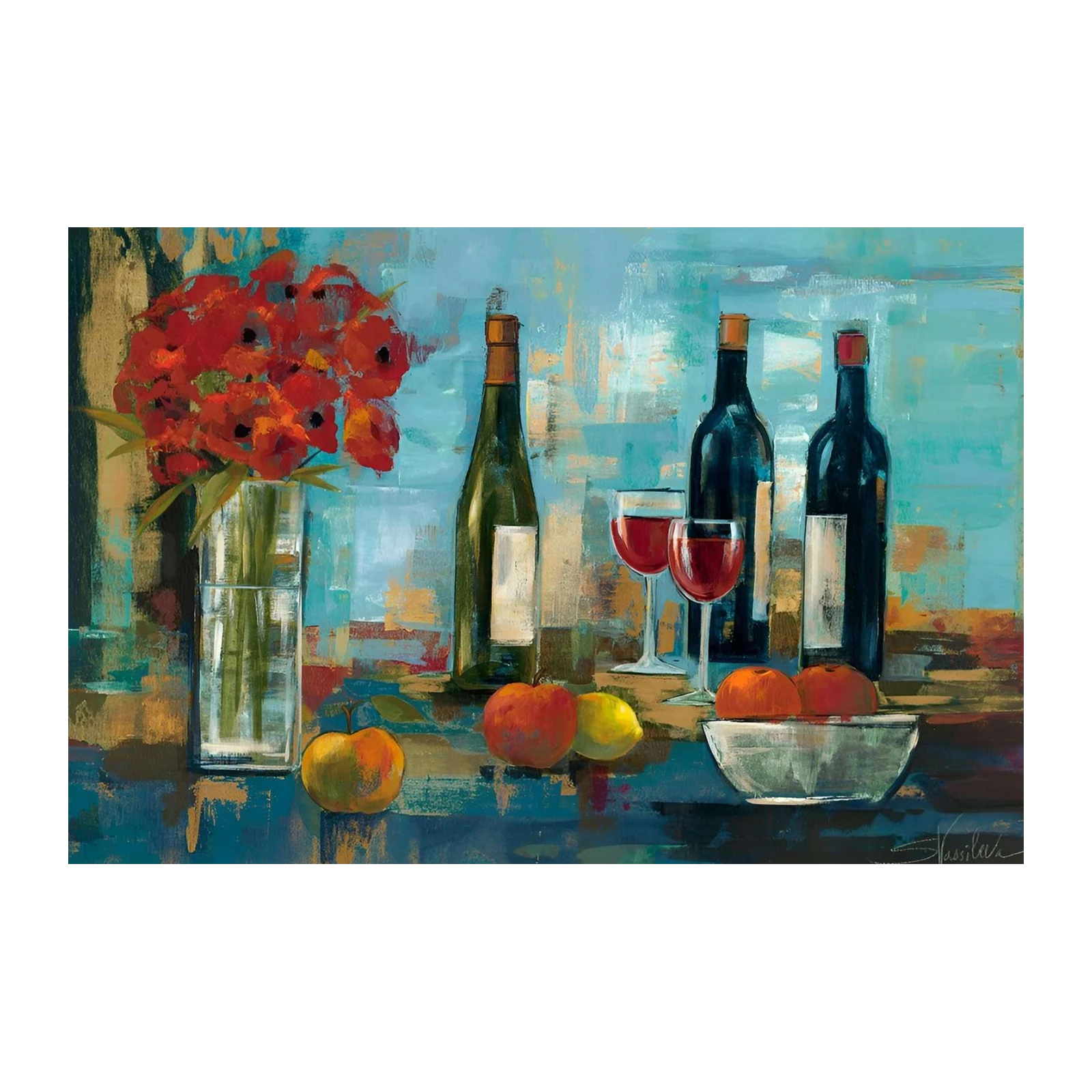 Vibrant Wine Still Life Wall Art