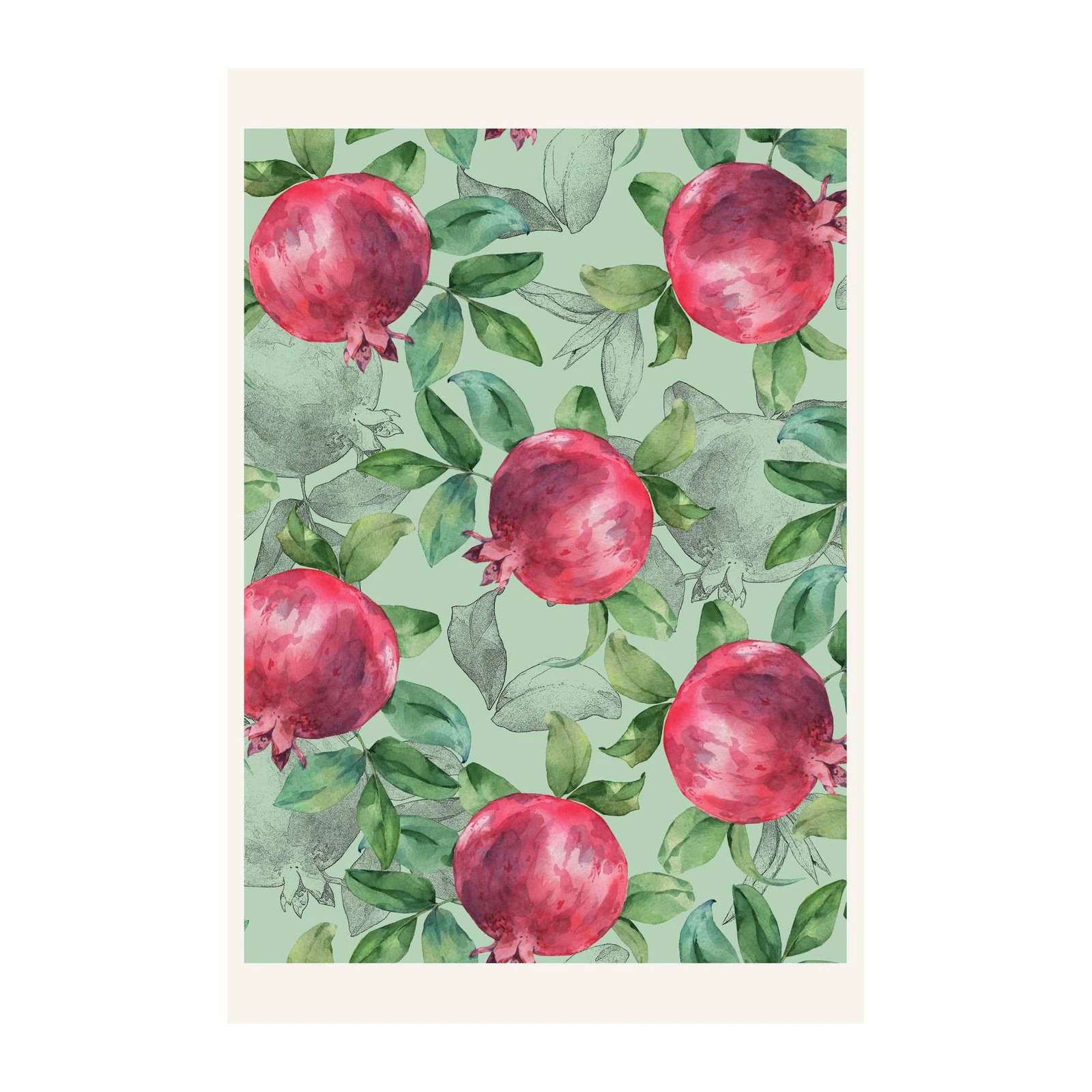 Vibrant Pomegranate Pattern Wall Art