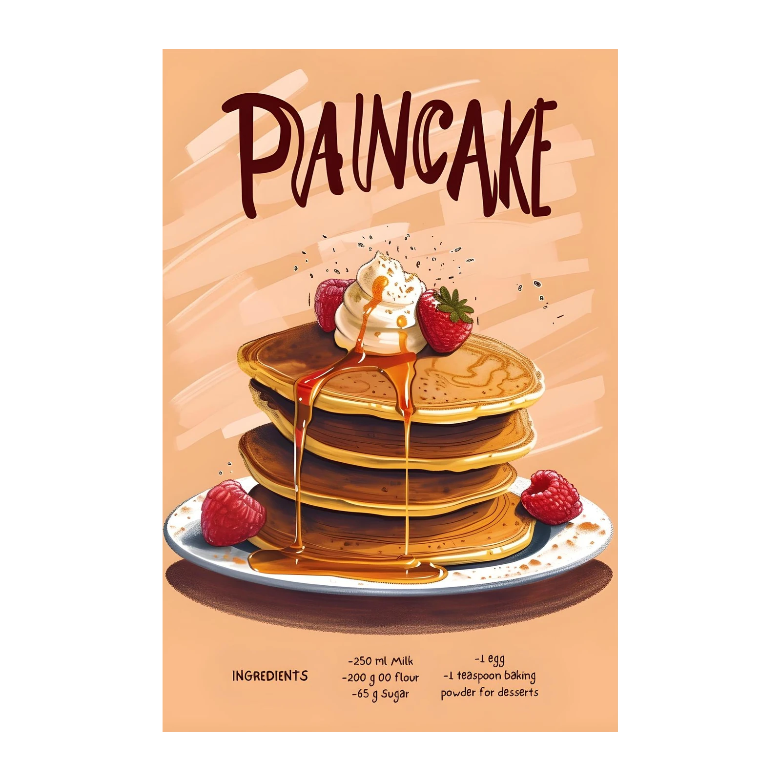 Delicious Pancake Recipe Art Wall Art