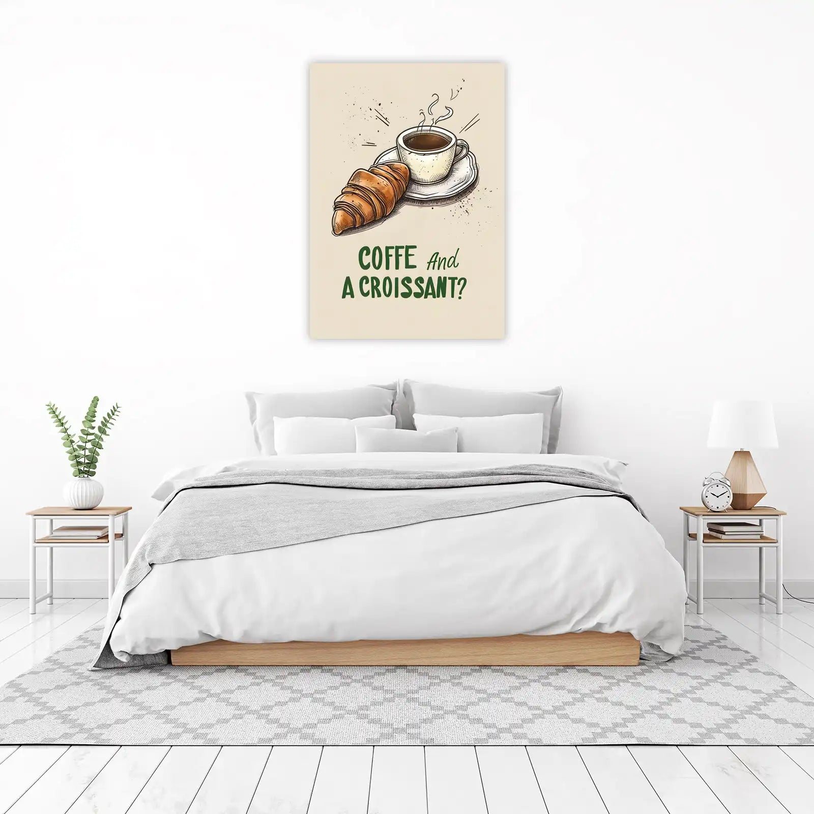 Coffee & Croissant Sketch Wall Art
