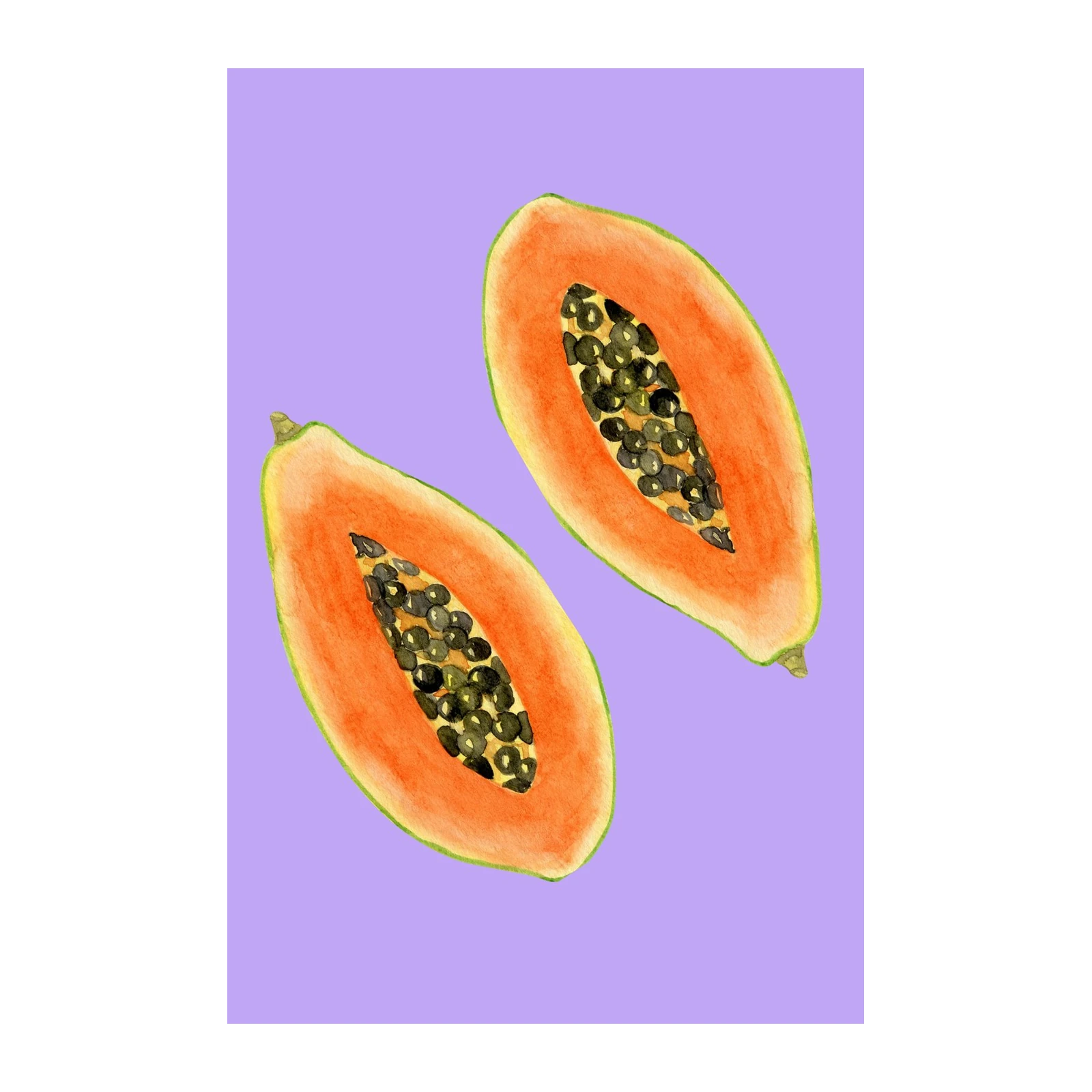 Vibrant Papaya Slice Watercolor Wall Art