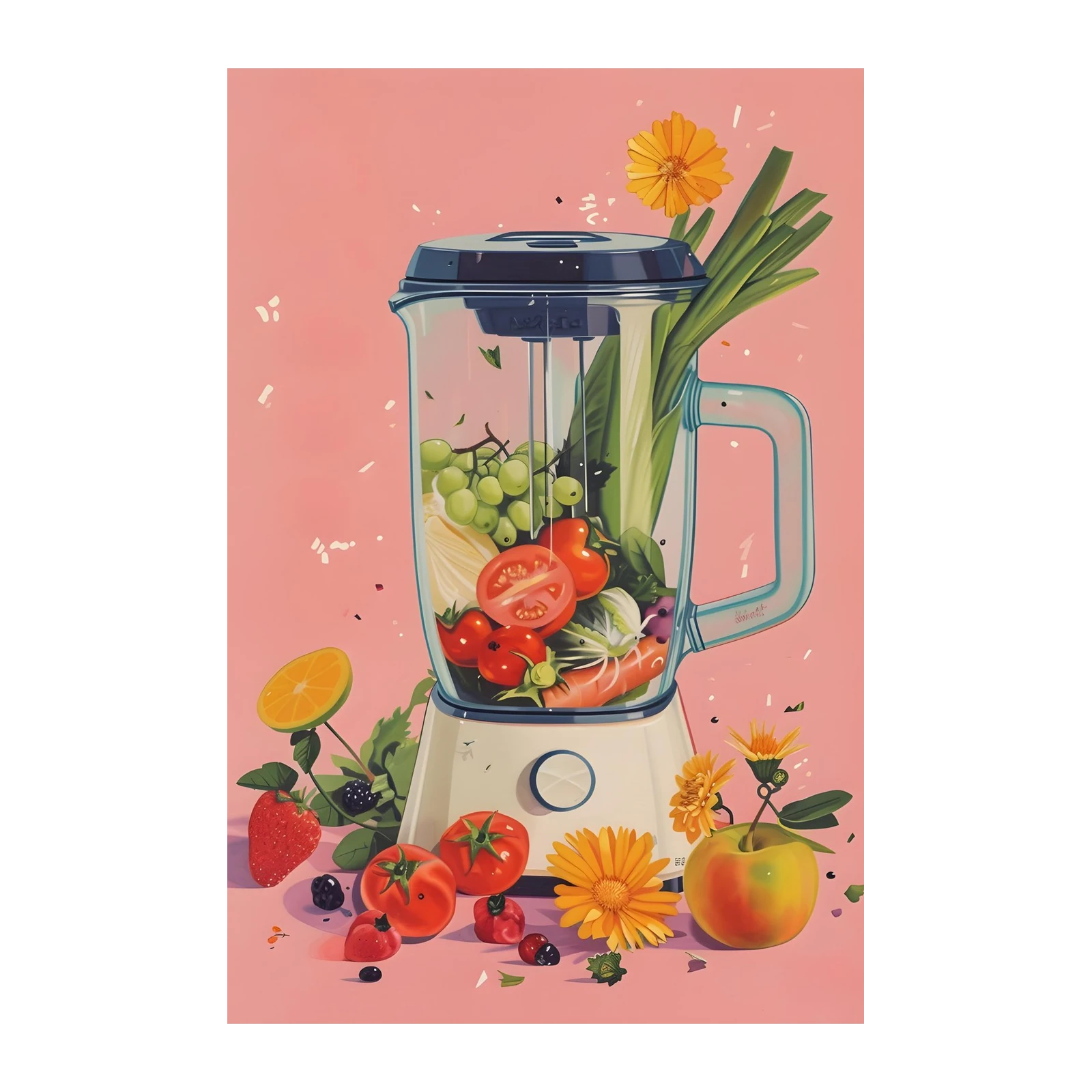 Vibrant Smoothie Blender Fruit & Veggie Wall Art