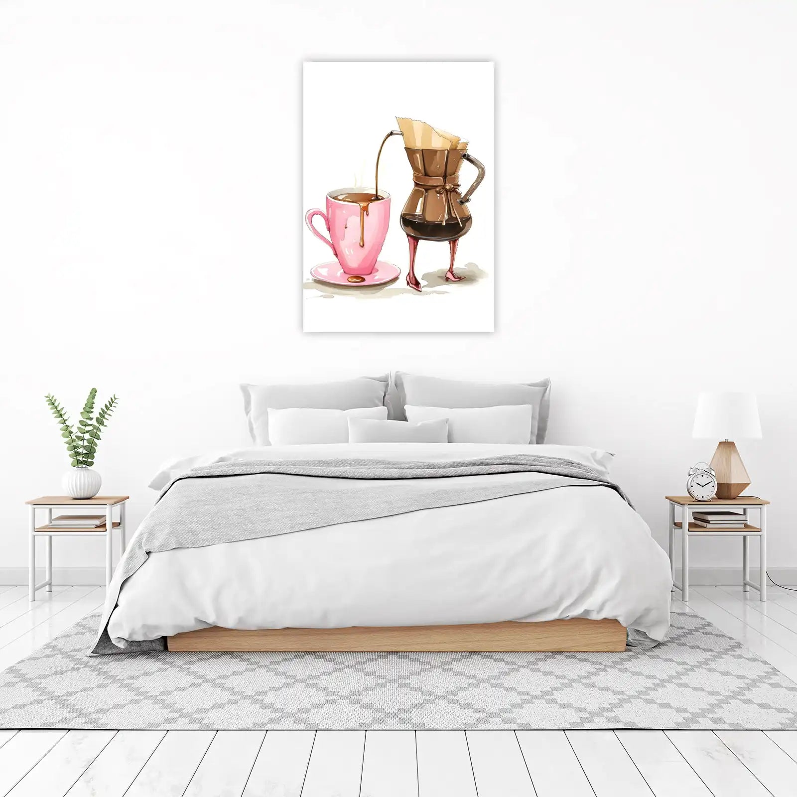 Chic Coffee Pour Watercolor Wall Art