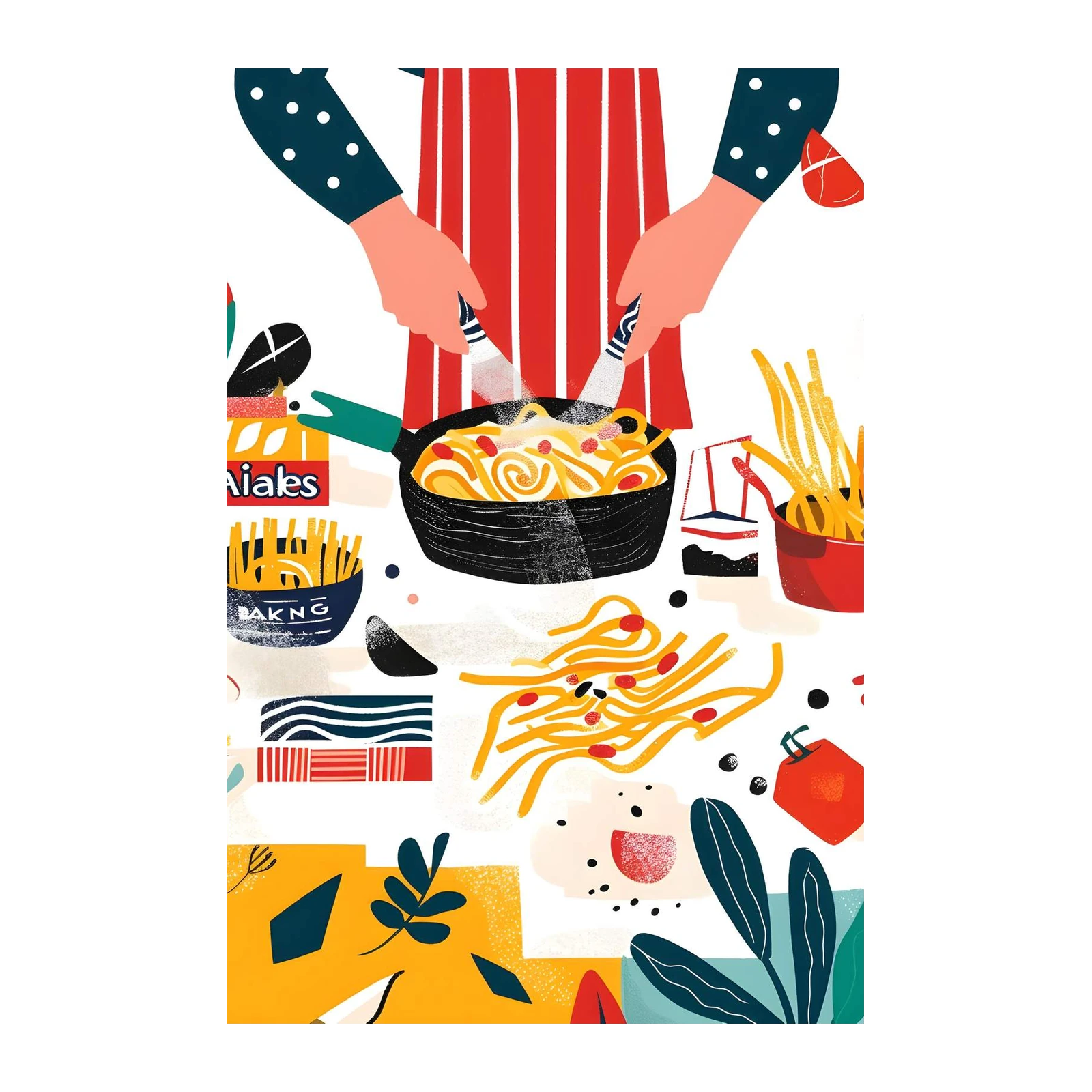 Vibrant Italian Cooking Wall Art