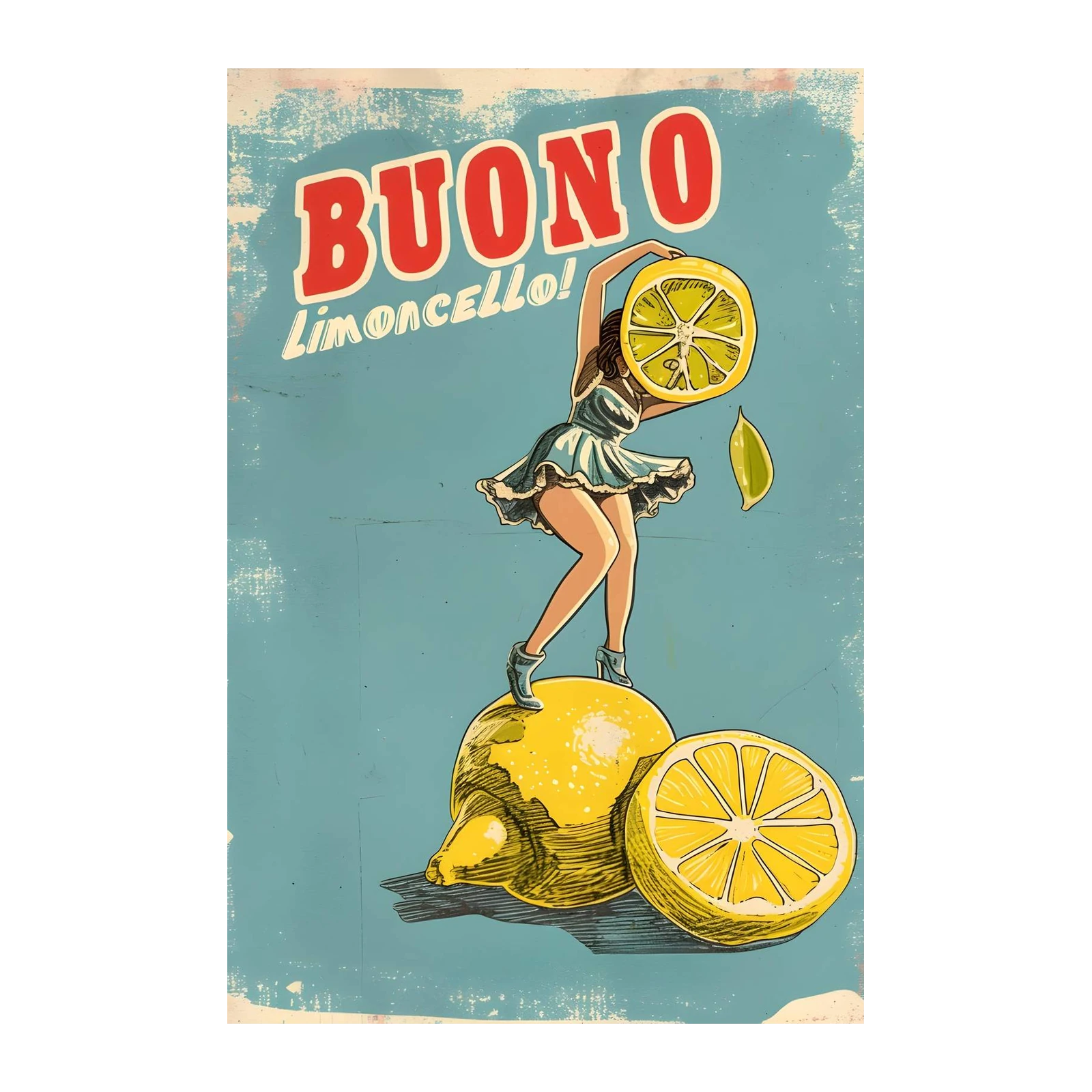 Retro Limoncello Pin-up Lemon Wall Art