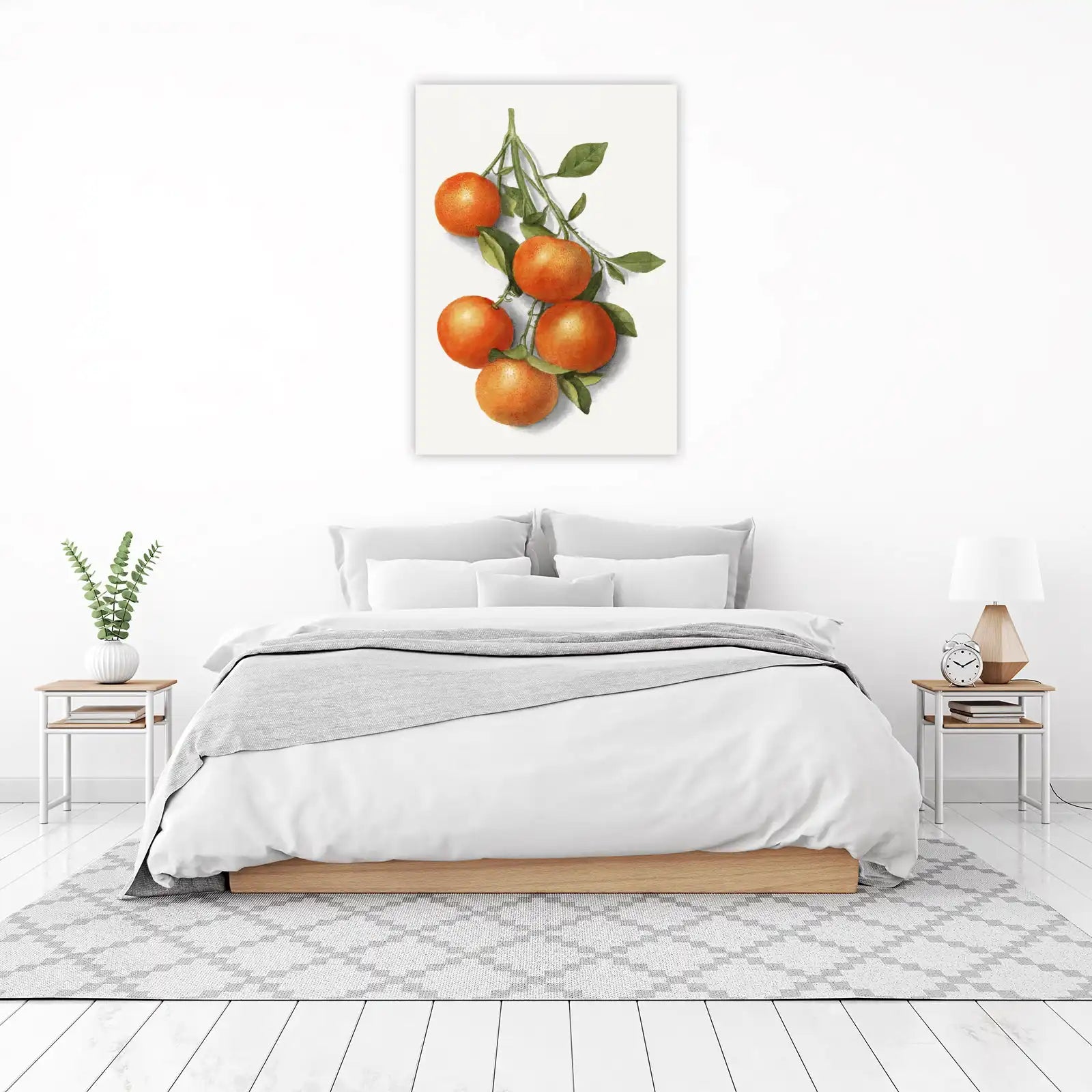 Vibrant Citrus Branch Watercolour Wall Art