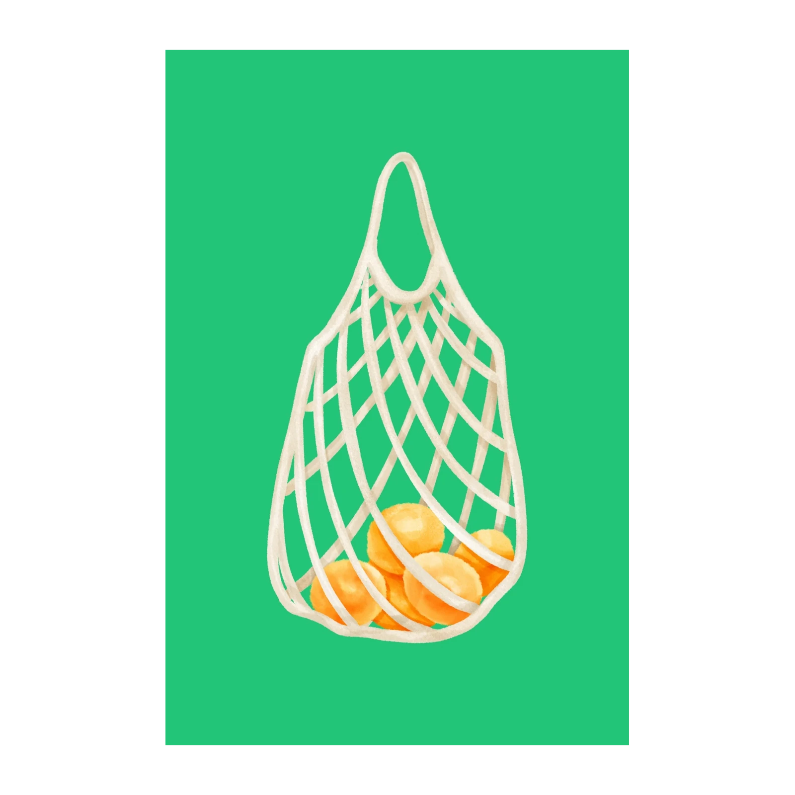 Fresh Oranges in String Bag Wall Art