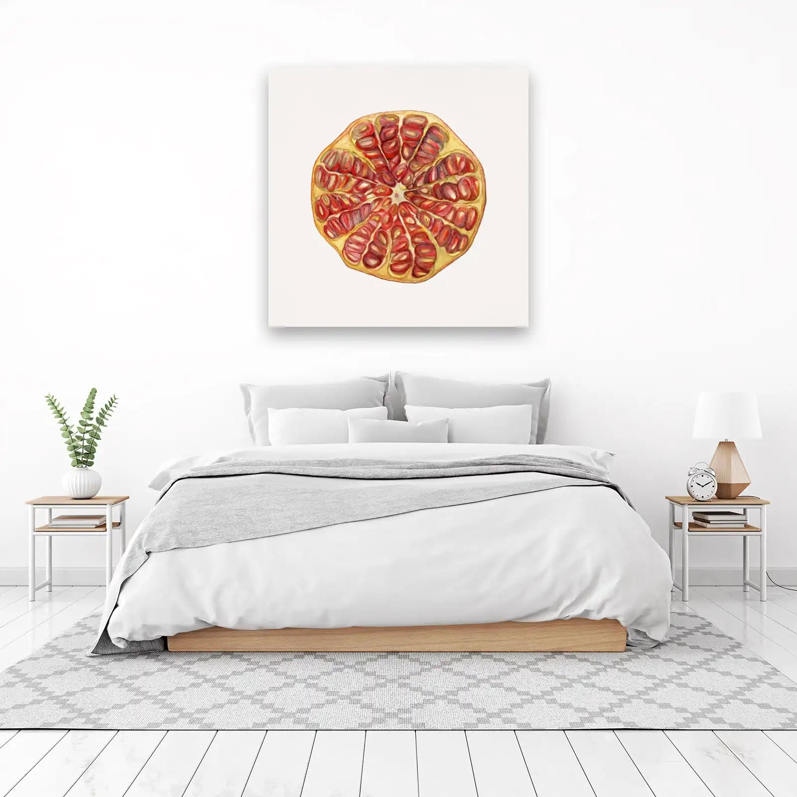 Vibrant Pomegranate Slice Botanical Art Wall Art