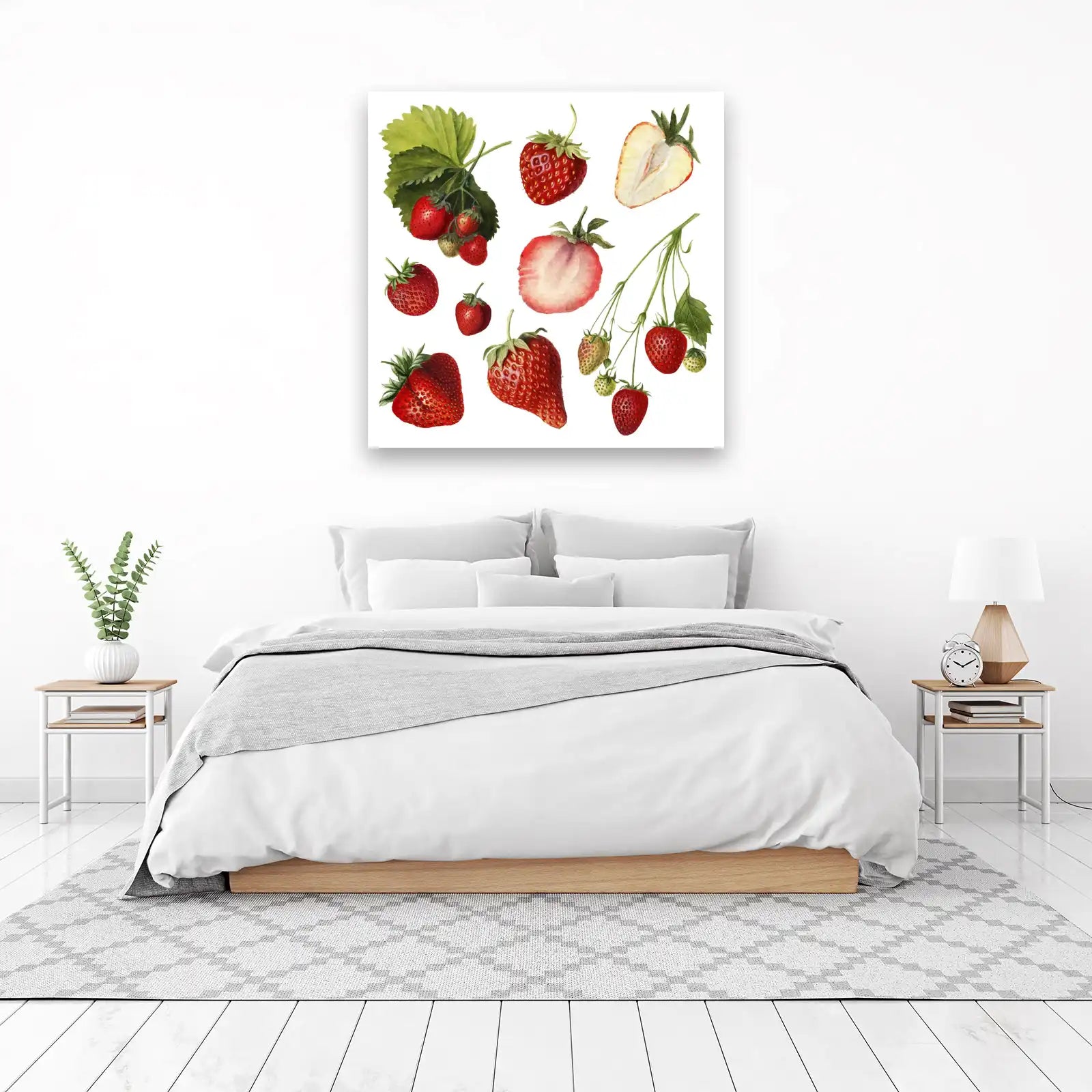 Vibrant Watercolor Strawberry Burst Wall Art
