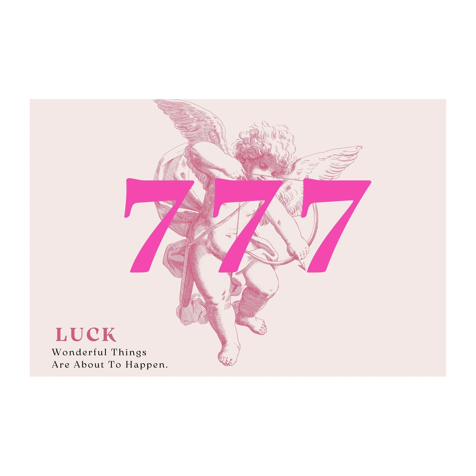 Lucky 777 Angel Cherub Pink Wall Art