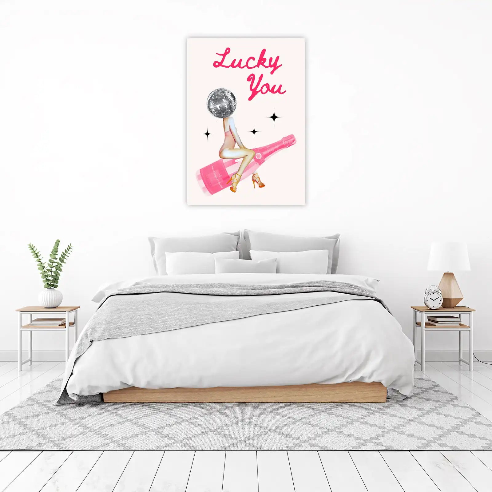 Lucky You Disco Glam Champagne Wall Art
