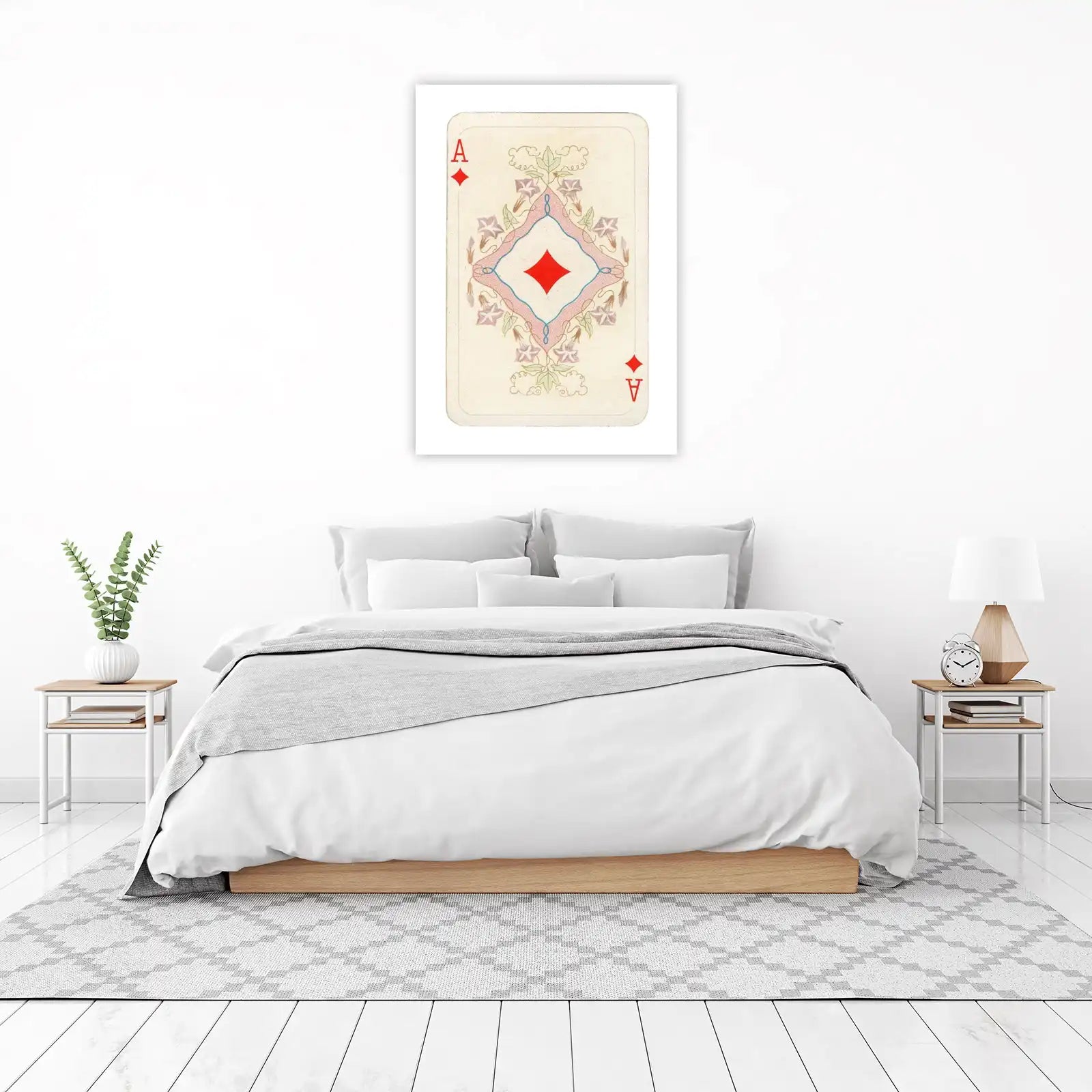 Vintage Ace of Diamonds Floral Wall Art