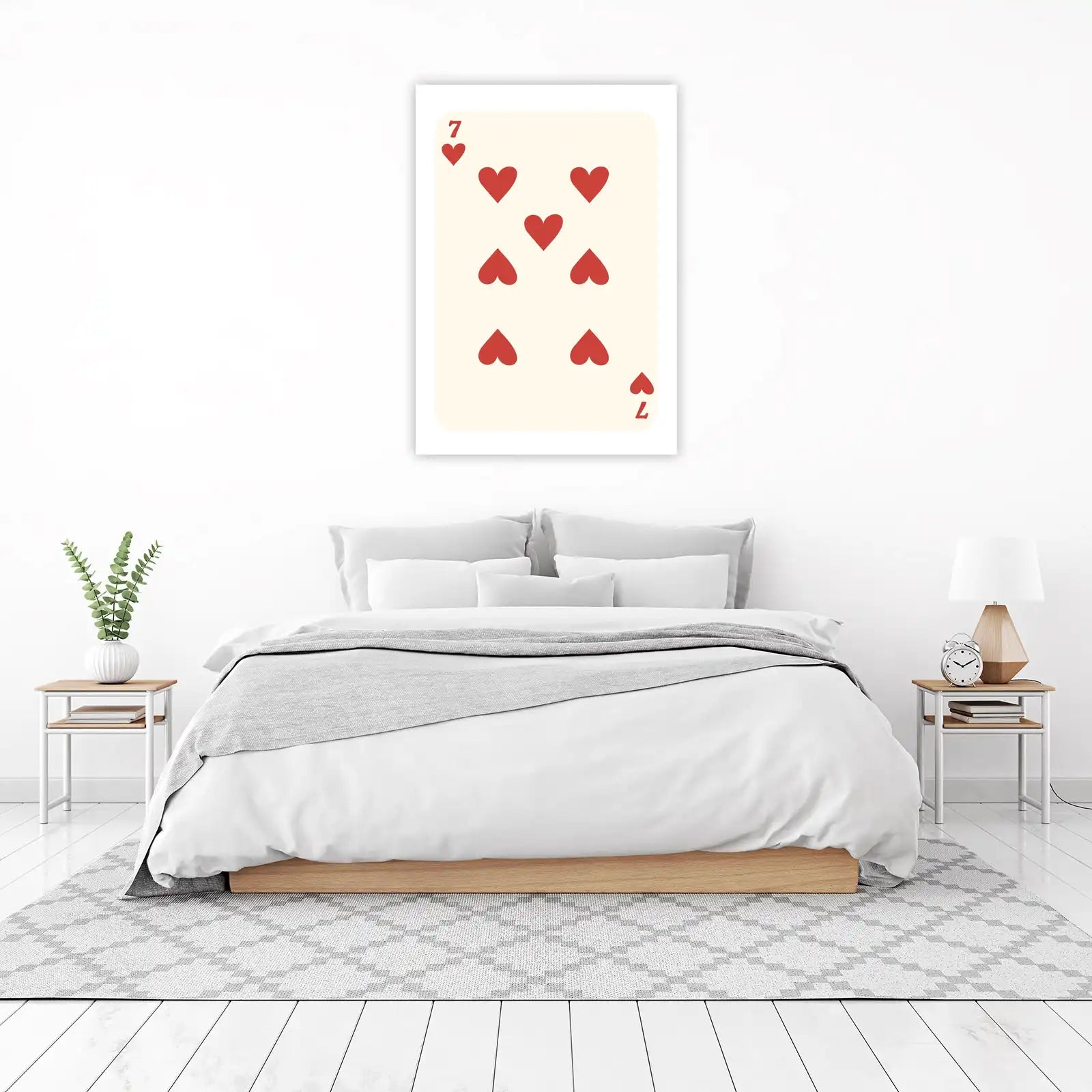 Lucky Seven Hearts Playing Card Wall Art