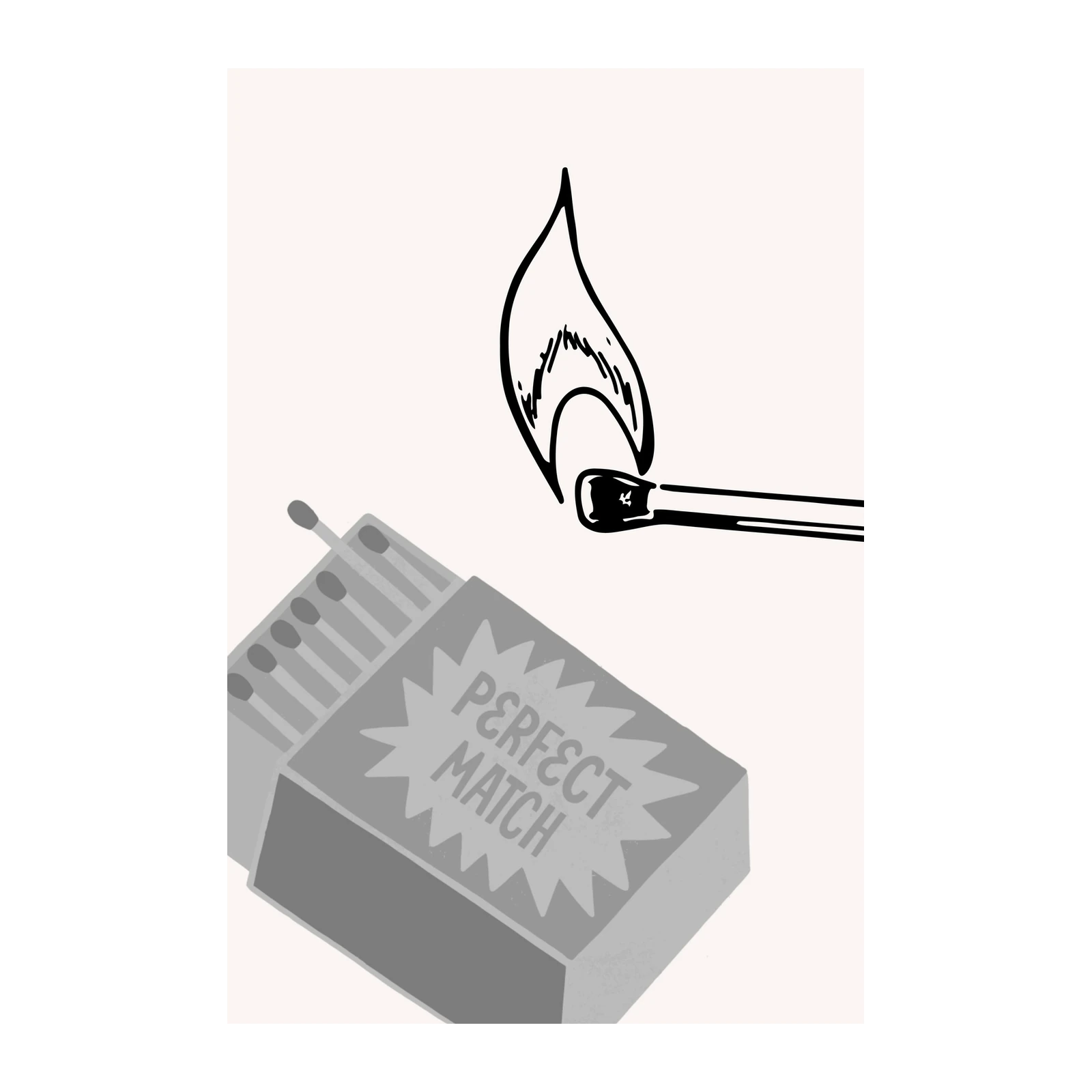Perfect Match Flame Minimalist Line Art Wall Art