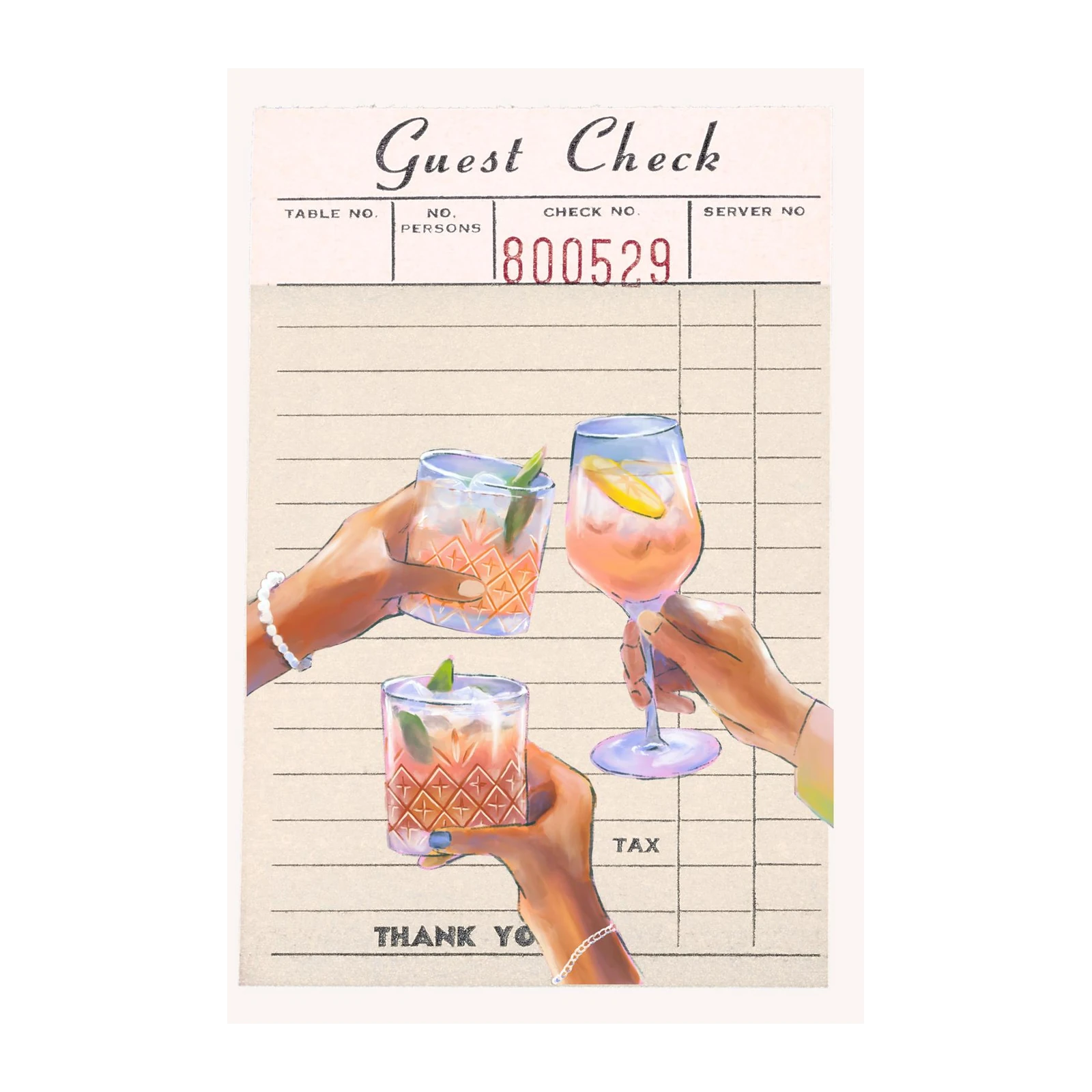 Cheers Cocktail Guest Check Wall Art