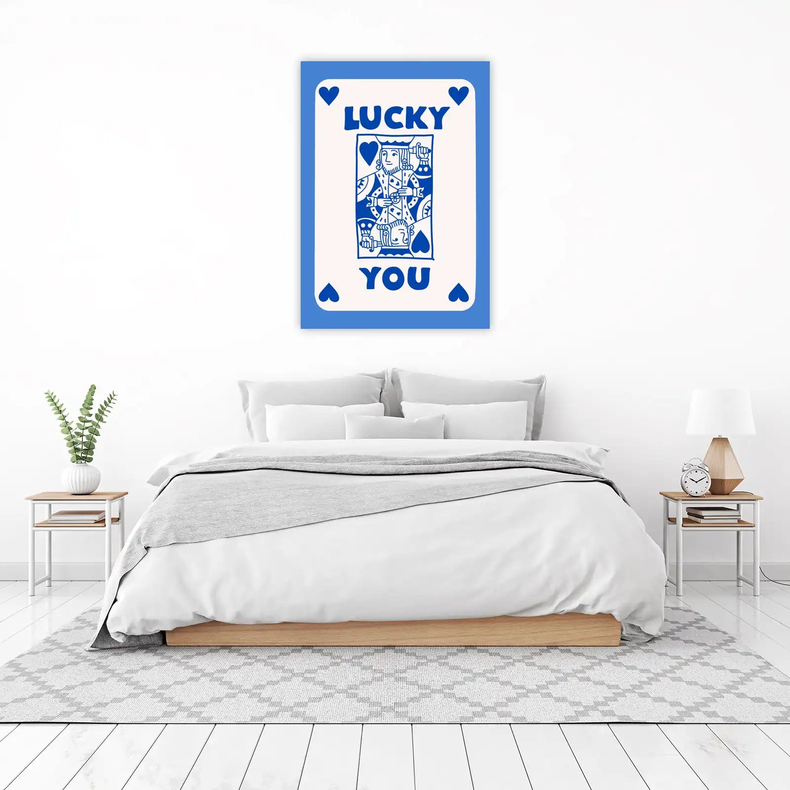 Lucky King Playing Card Blue Wall Art