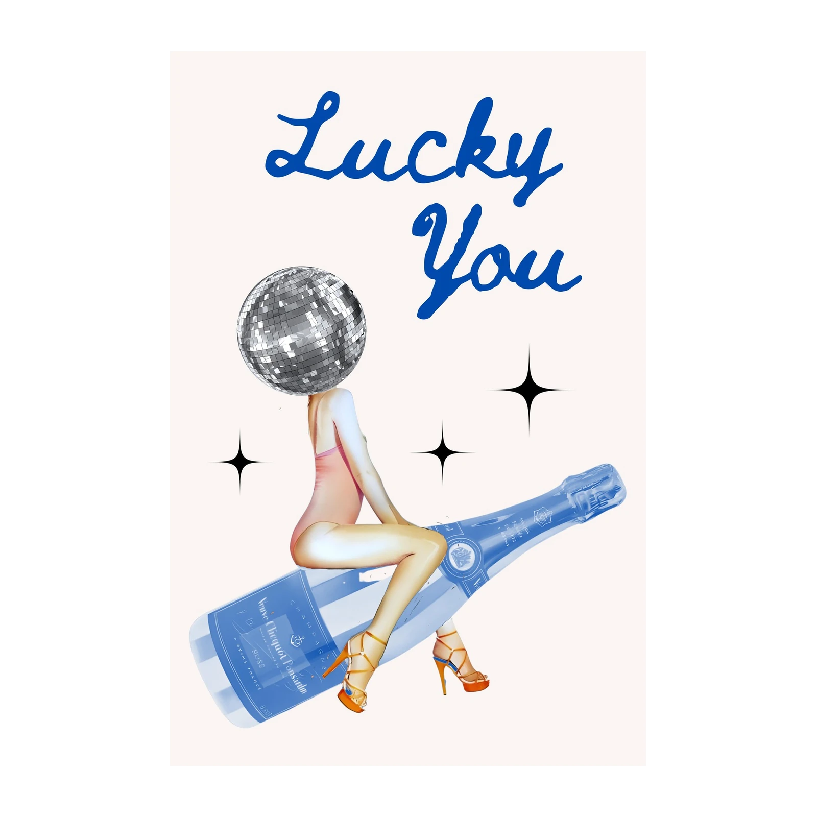 Lucky You Disco Ball Champagne Wall Art