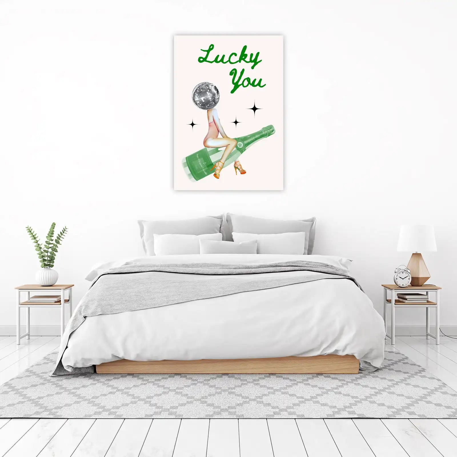 Lucky You Disco Ball Champagne Wall Art