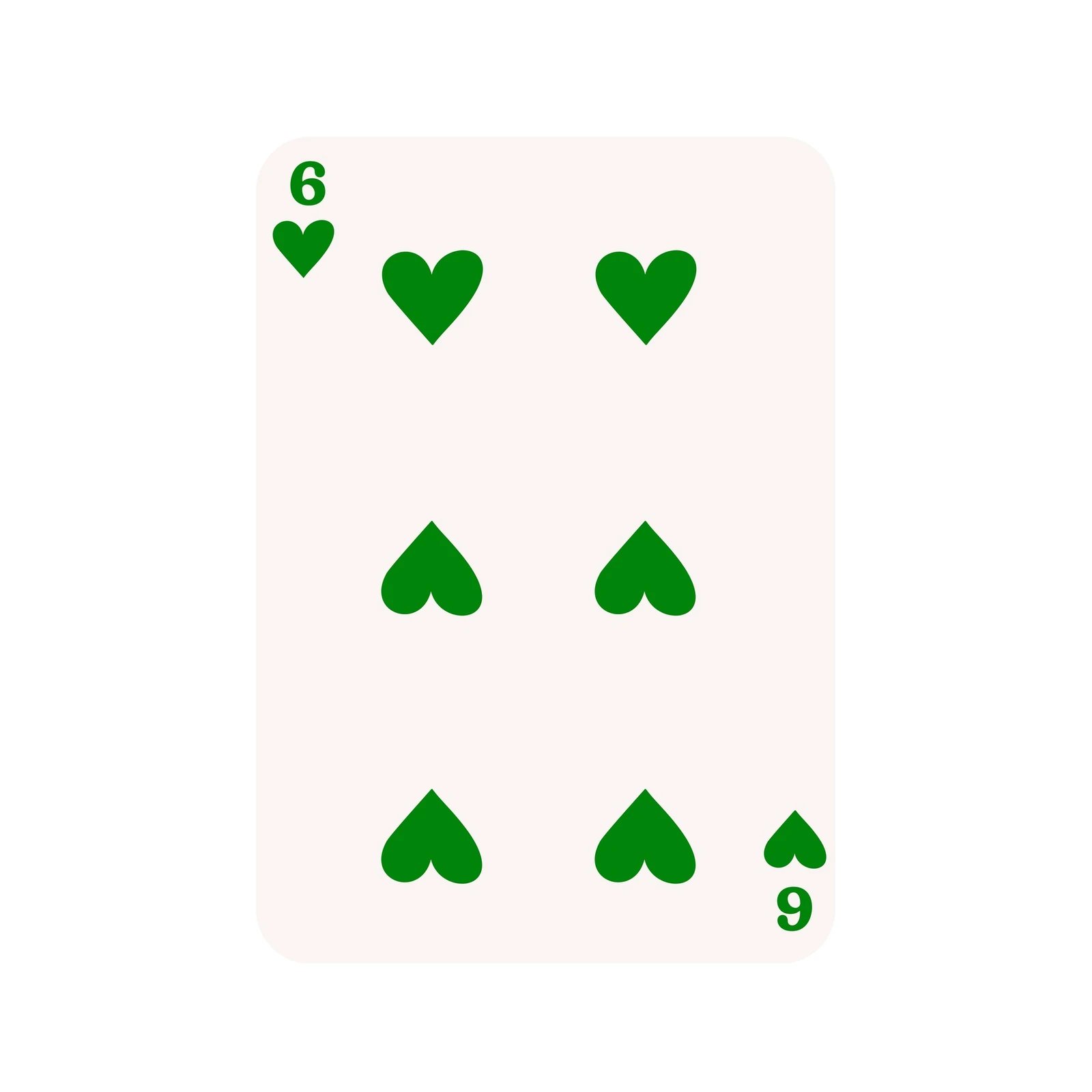 Bold Green Hearts 6 Playing Card Wall Art