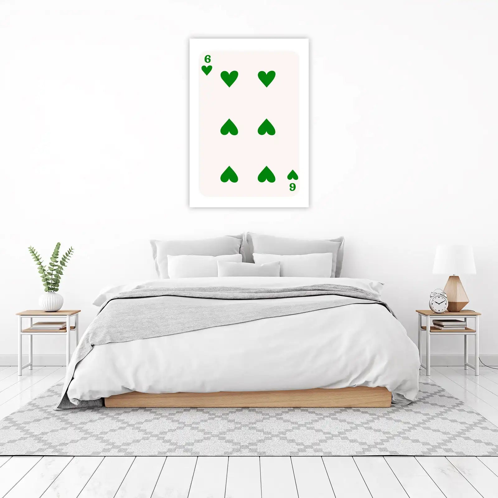 Bold Green Hearts 6 Playing Card Wall Art