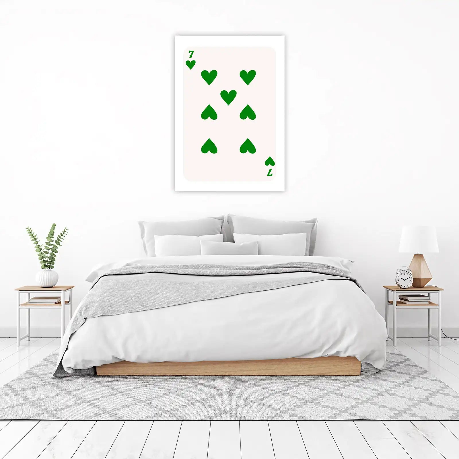 Lucky Seven Green Hearts Wall Art