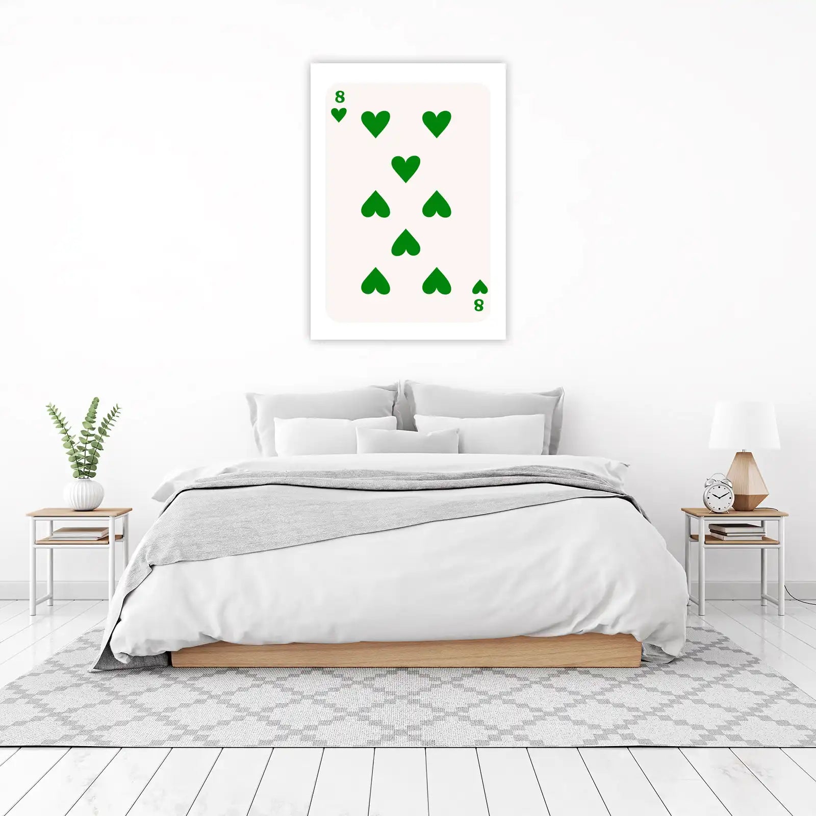 Vibrant Green 8 of Hearts Wall Art