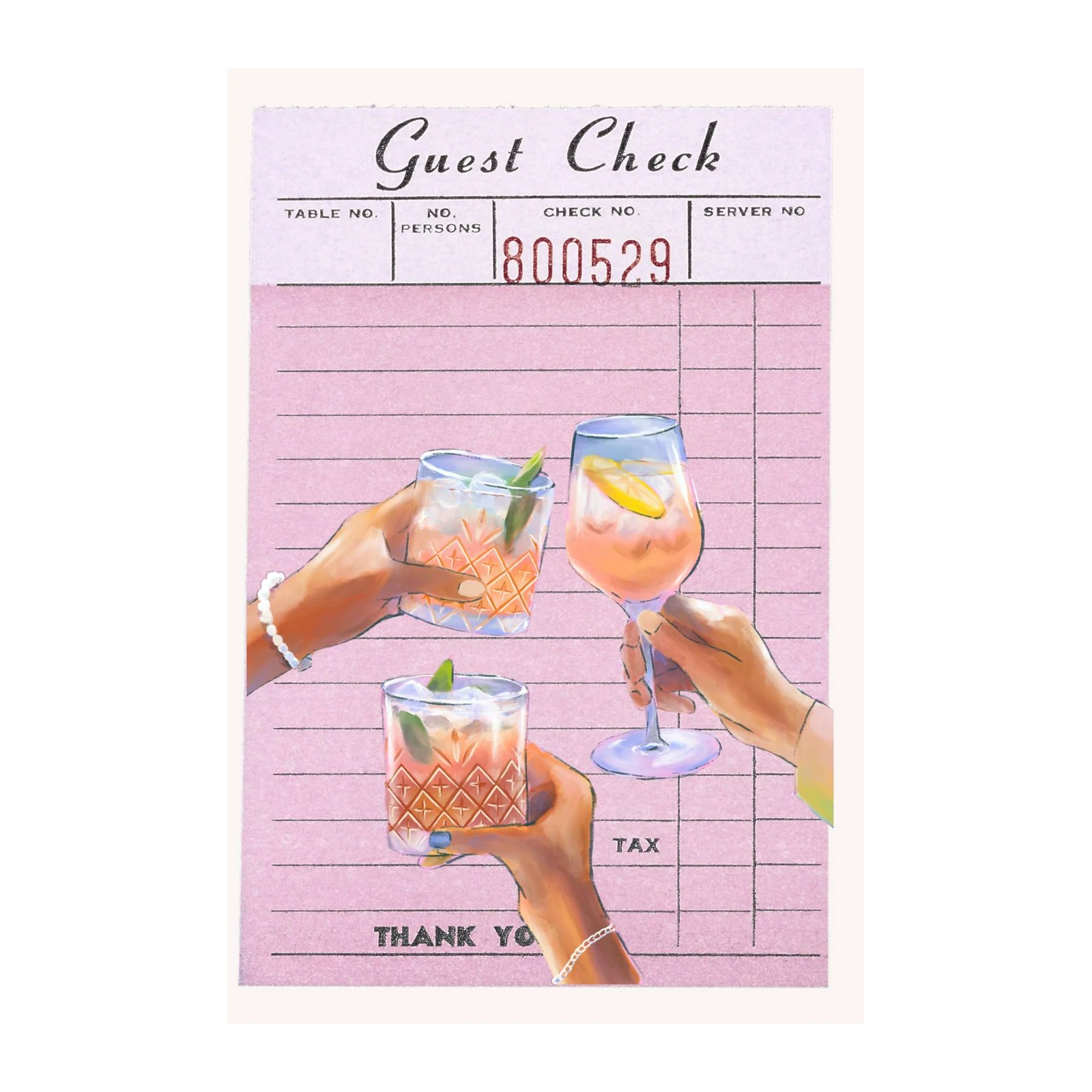 Cocktail Cheers Guest Check Wall Art