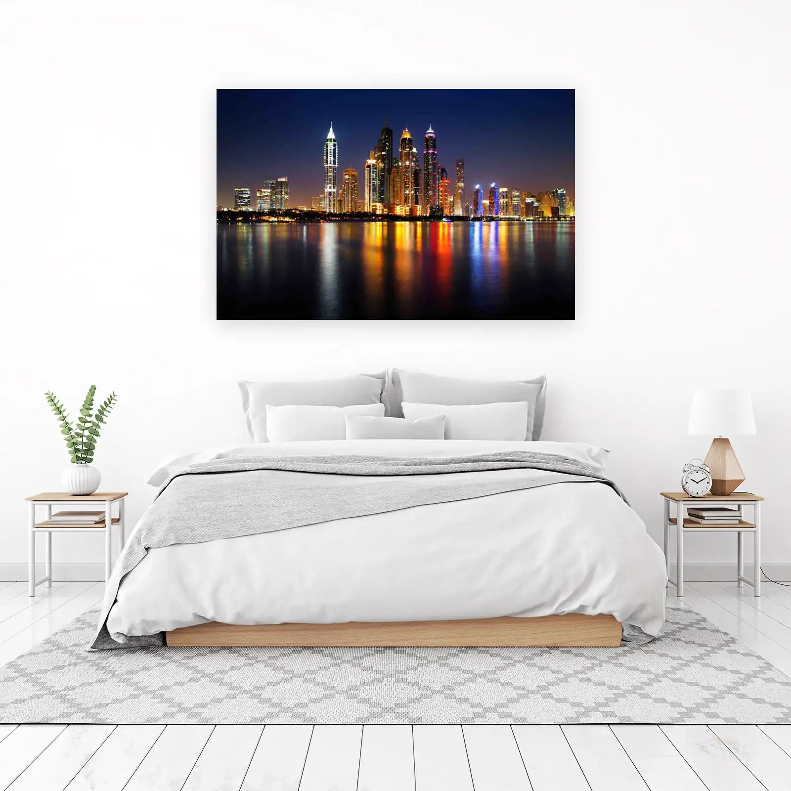 Dubai Skyline Night View Wall Art