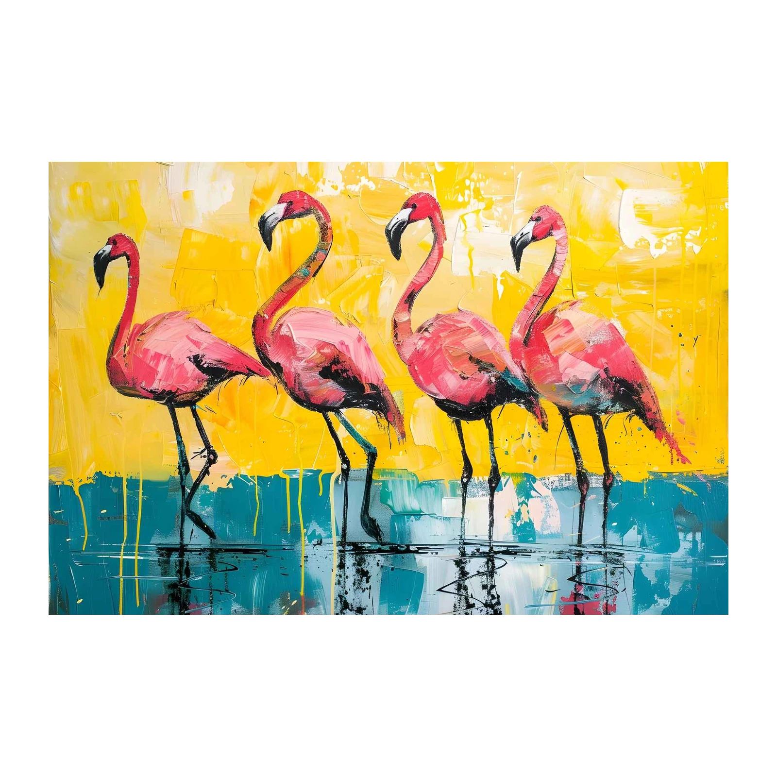 Vibrant Flamingo Flock Wall Art Art