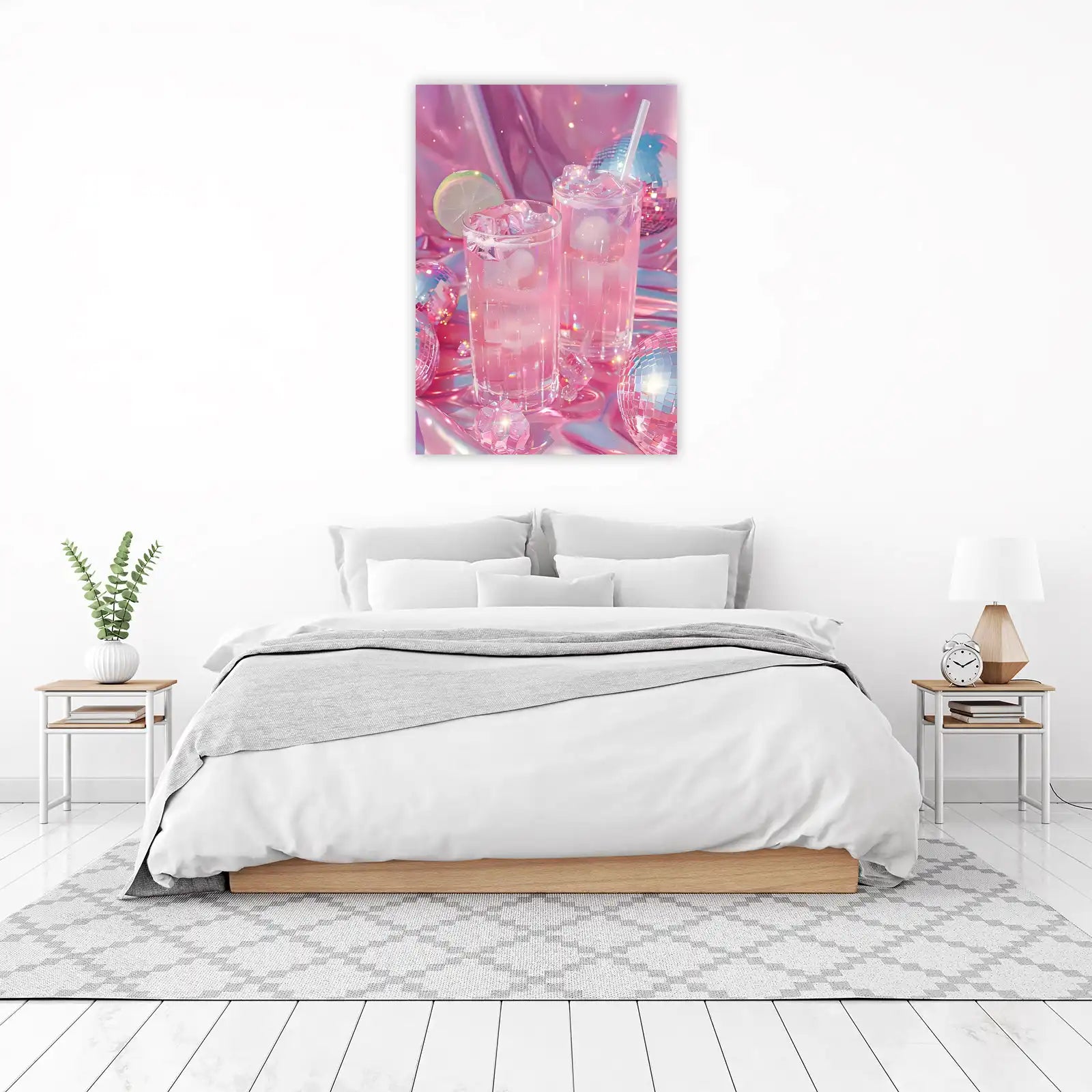 Sparkling Pink Drink Disco Balls Wall Art
