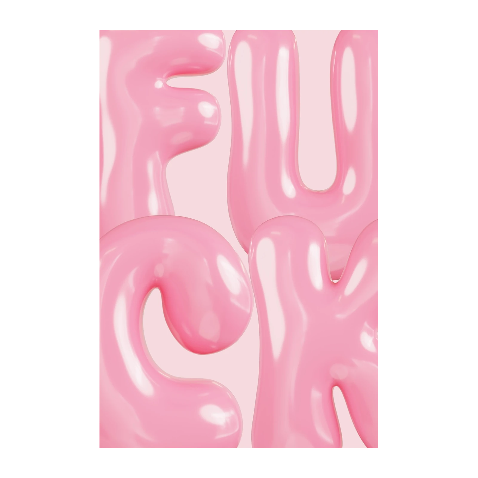 Glossy Pink Bubble Letters Wall Art