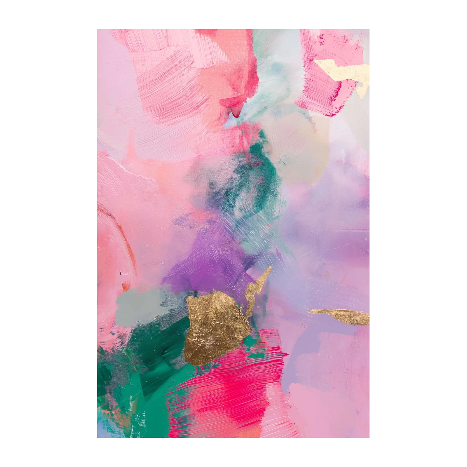 Whimsical Abstract Floral Gold Leaf Wall Art
