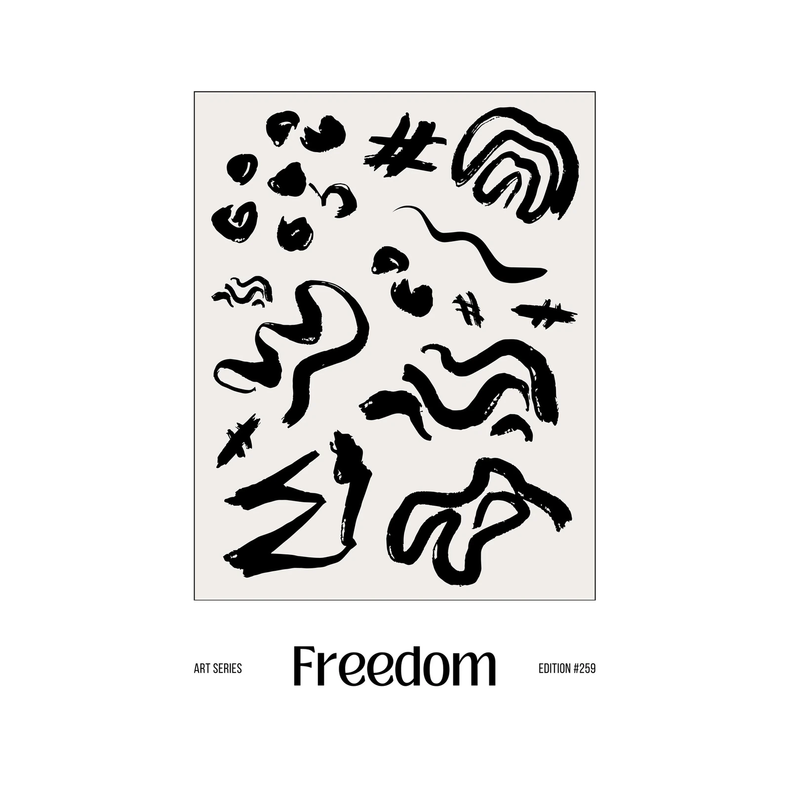 Abstract Black & White Brushstroke Wall Art
