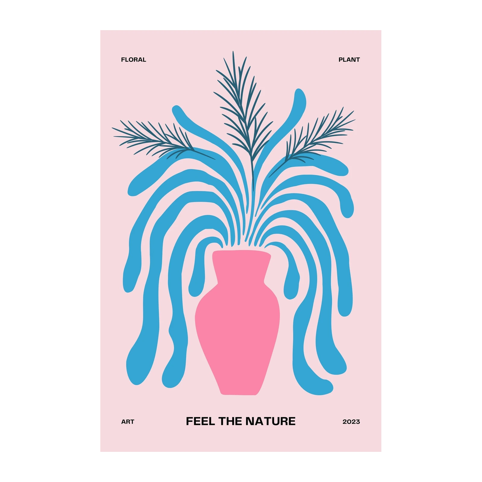 Abstract Floral & Plant Pink Vase Wall Art