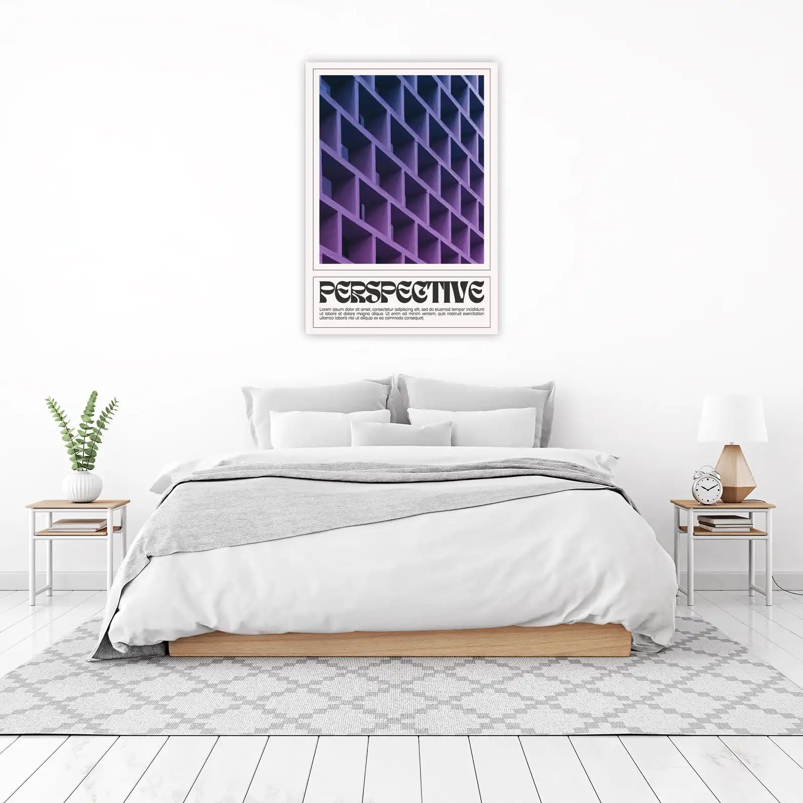 Abstract Geometric Purple Perspective Wall Art