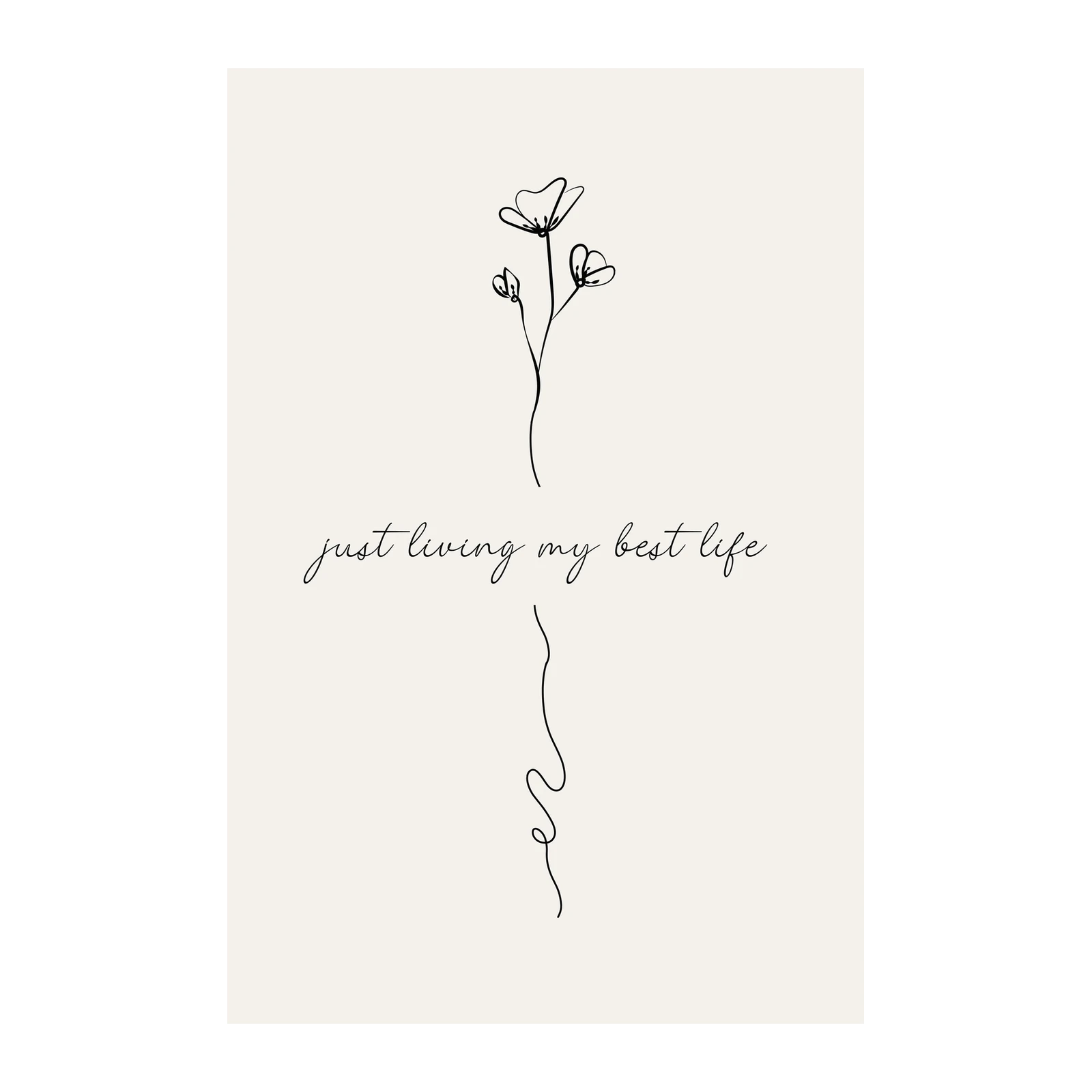 Minimalist Floral "Best Life" Quote Wall Art