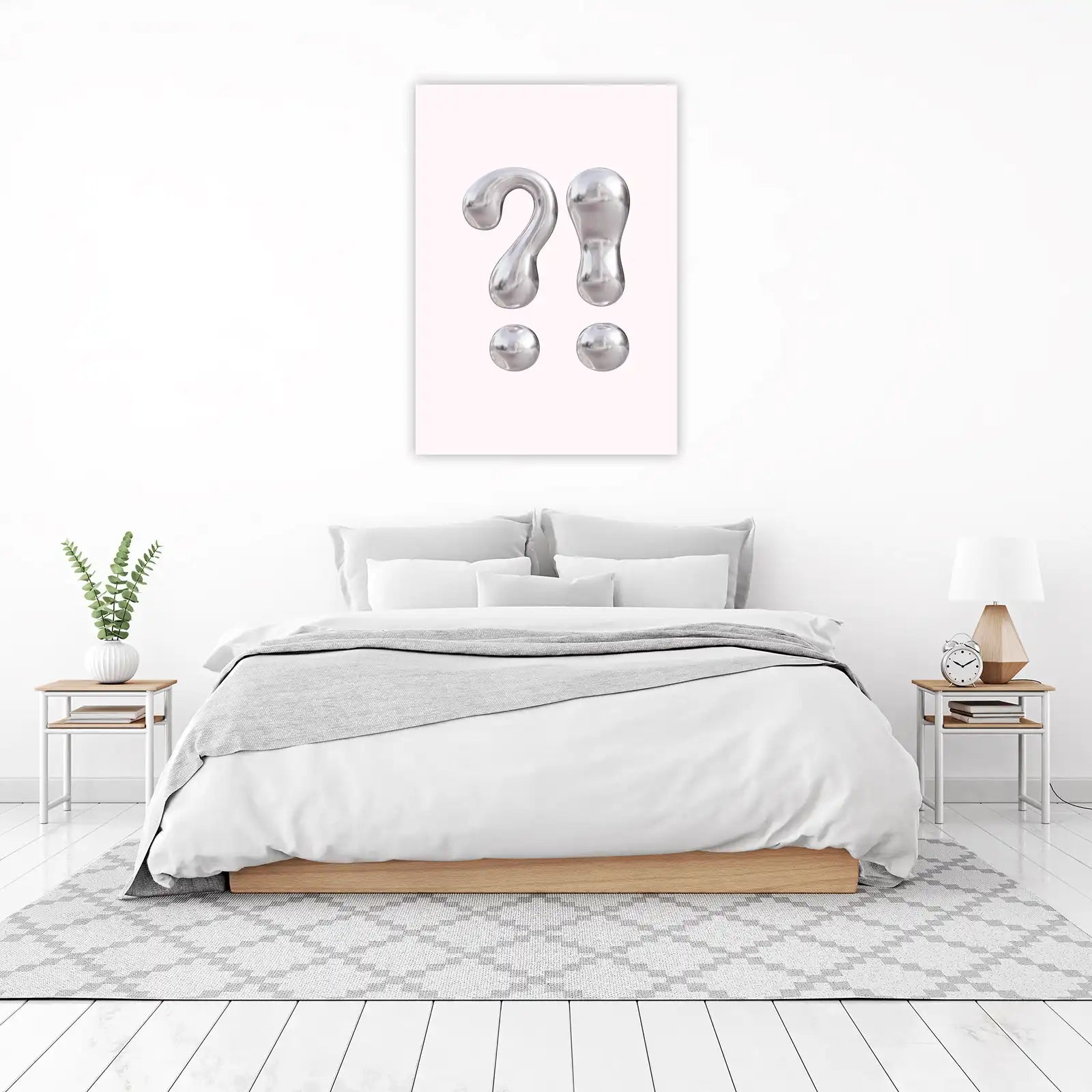 Modern Abstract Silver Question Mark Wall Art