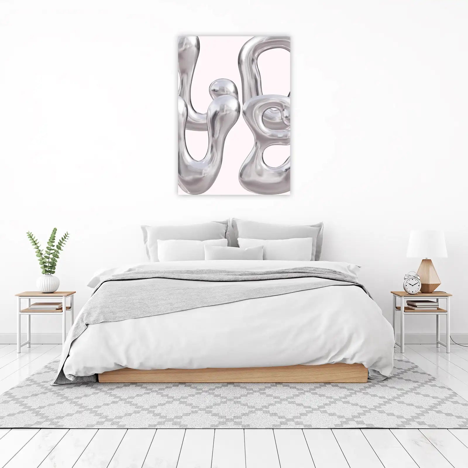Liquid Silver Flow Abstract Wall Art