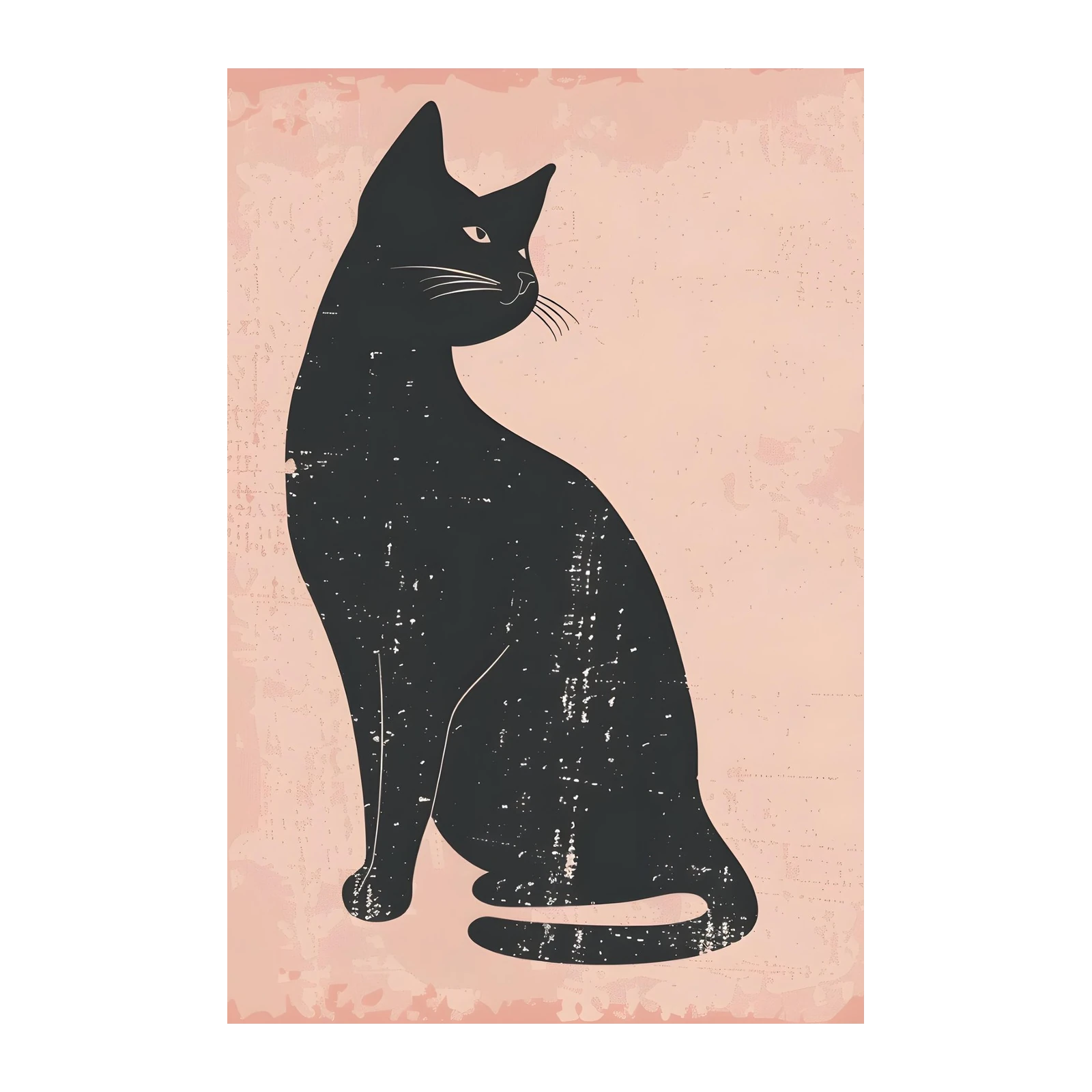 Chic Black Cat Silhouette Vintage Charm Wall Art
